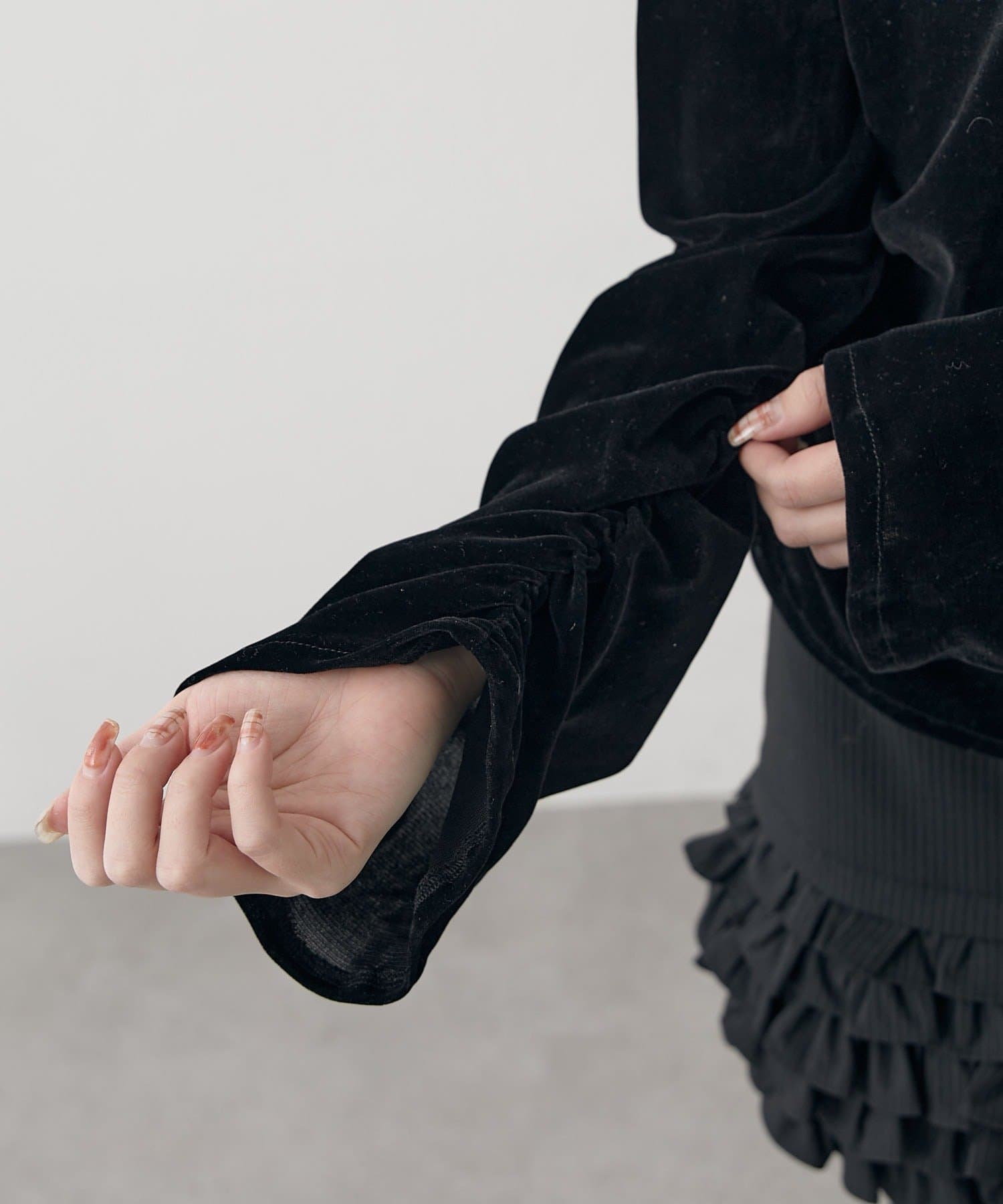 mline(エムライン) [mline]シアーベロア ギャザートップス