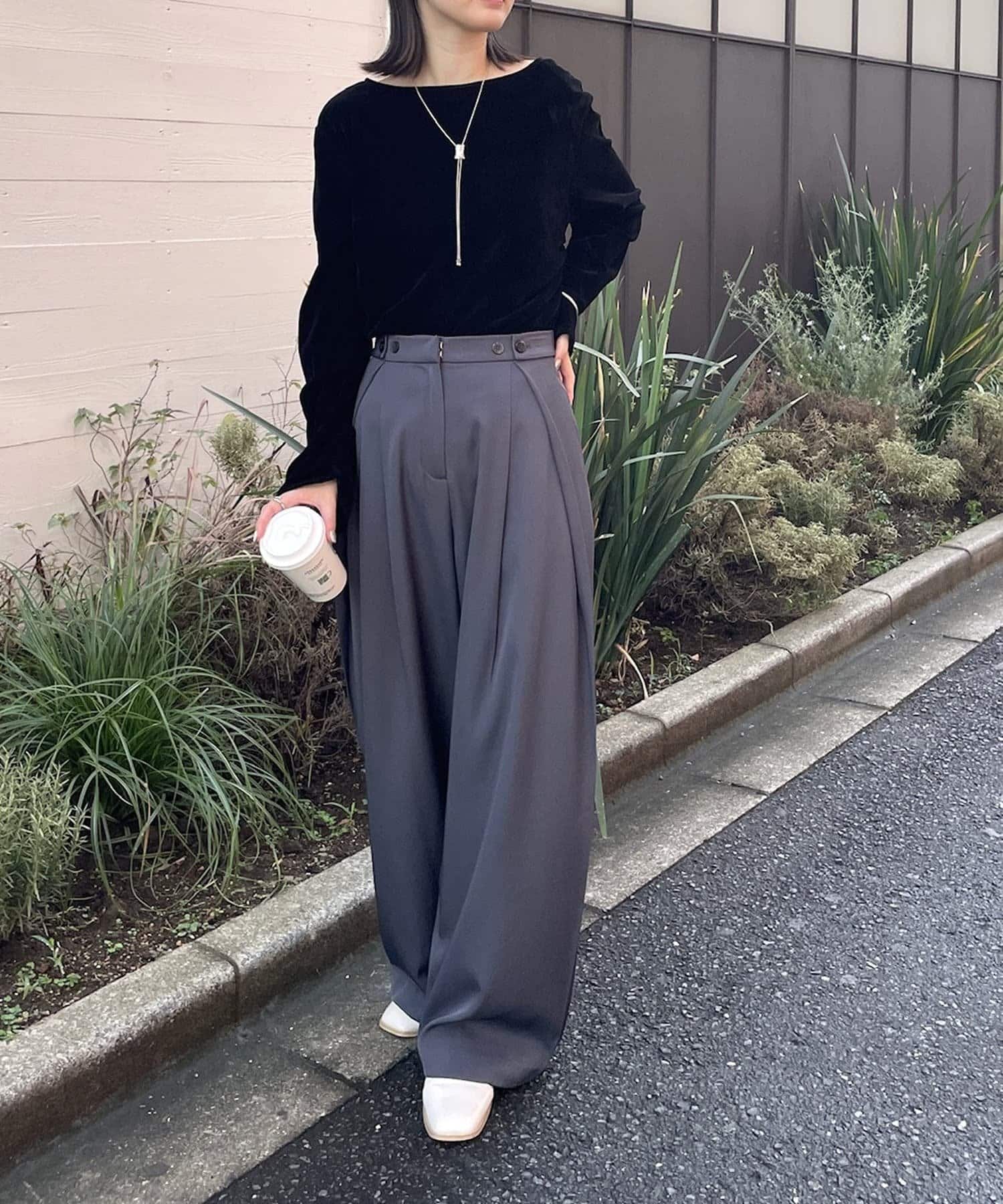 mline(エムライン) [mline]シアーベロア ギャザートップス