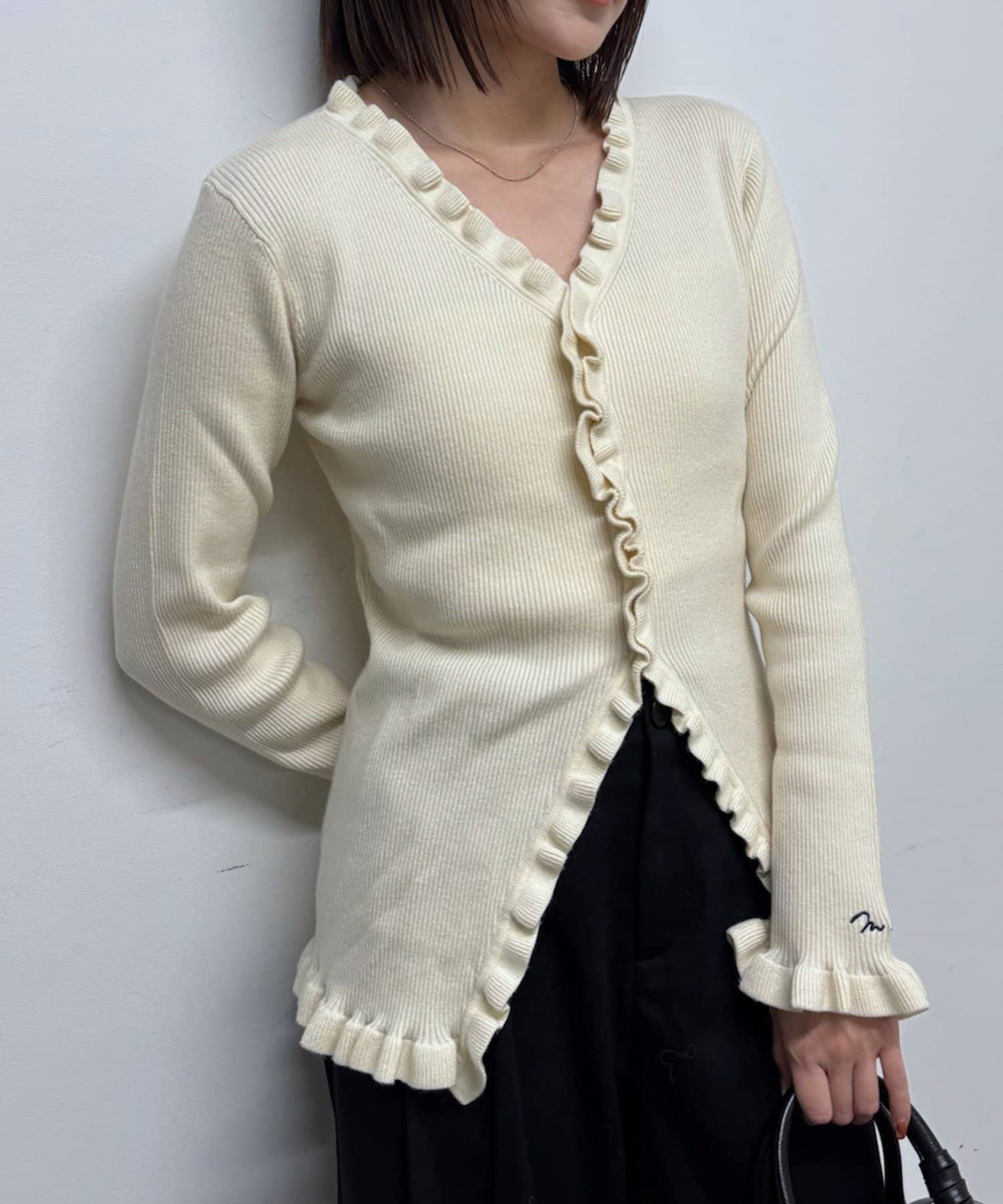 mline(エムライン) [mline]フリルニットカーディガン