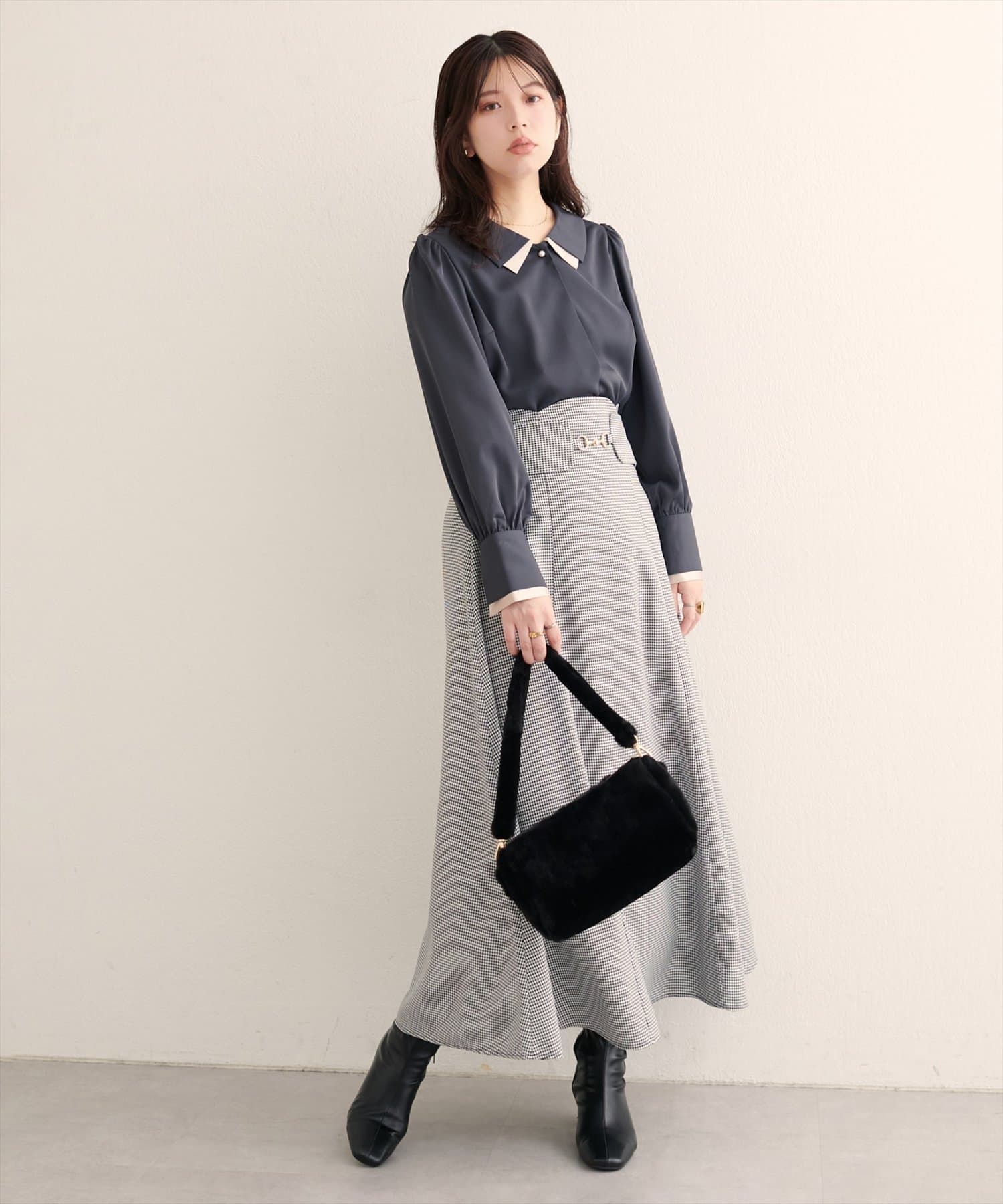 natural couture(ナチュラルクチュール) 【WEB限定】ビット付きスカラップフレアスカート