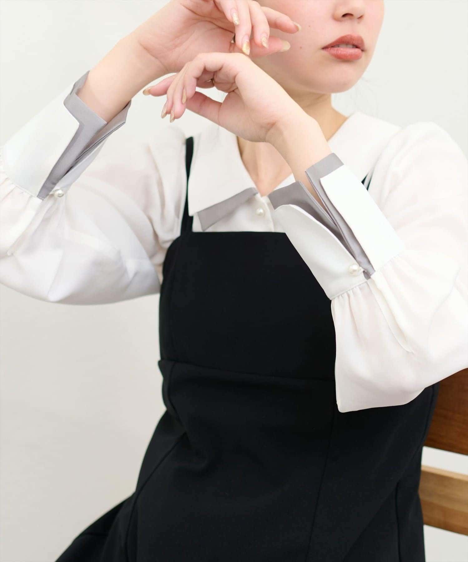 natural couture(ナチュラルクチュール) 【WEB限定】〈osono〉重ね衿配色ブラウス