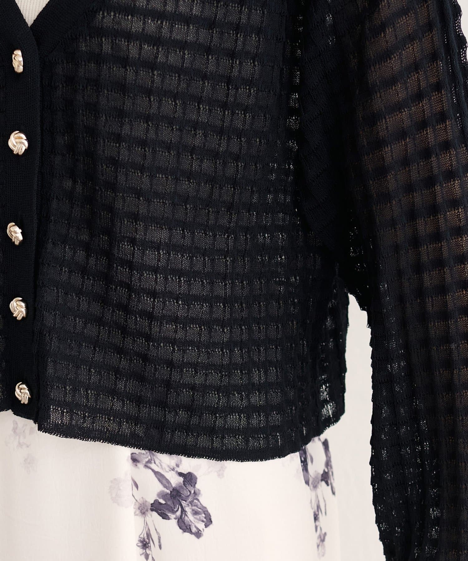natural couture(ナチュラルクチュール) 【WEB限定】チェック編みカーデ