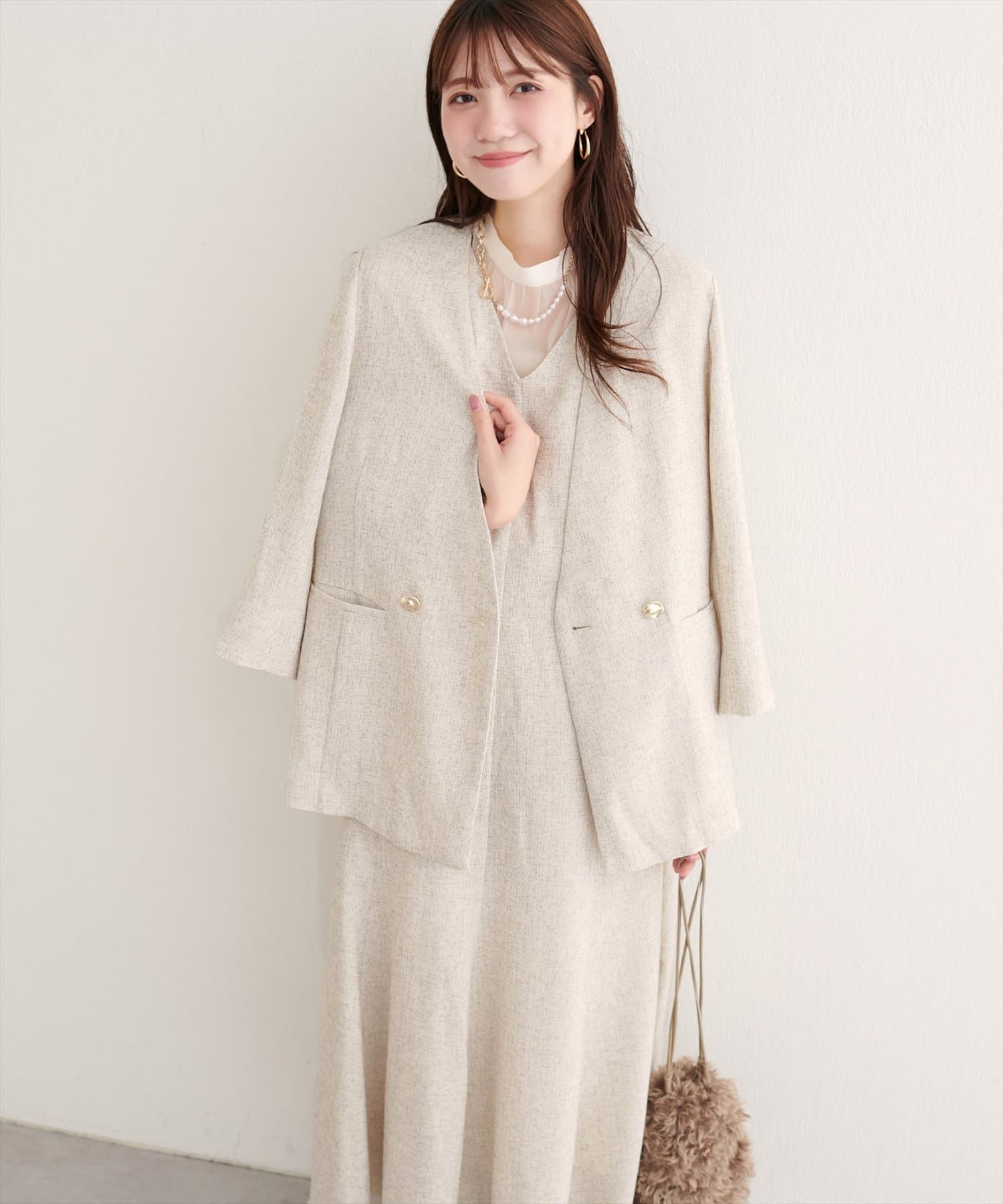 natural couture(ナチュラルクチュール) 【WEB限定】ノーカラージャケット