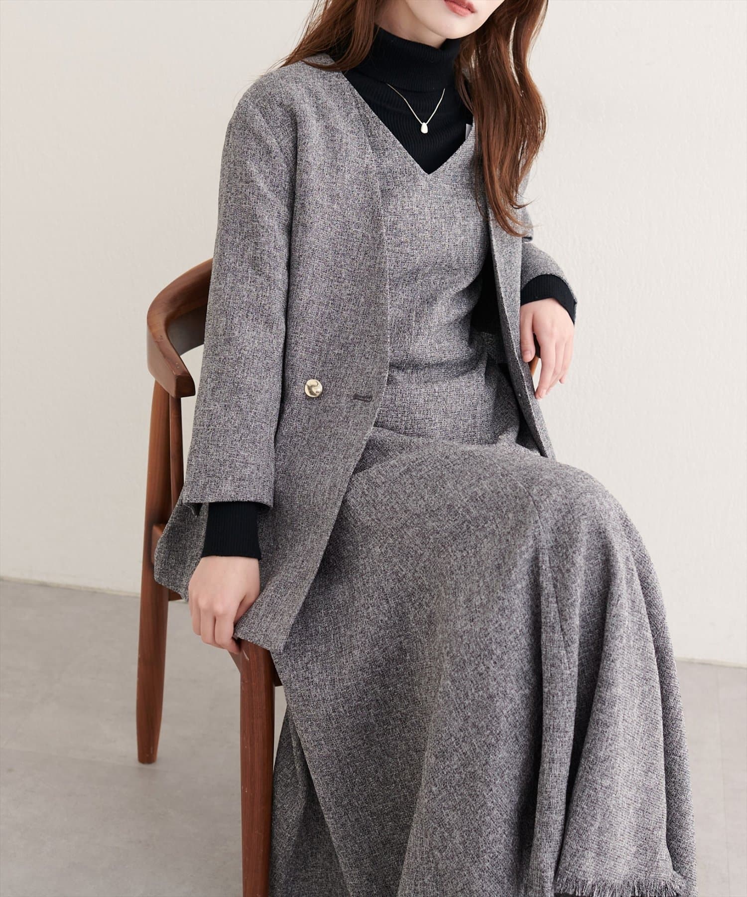 natural couture(ナチュラルクチュール) 【WEB限定】ノーカラージャケット