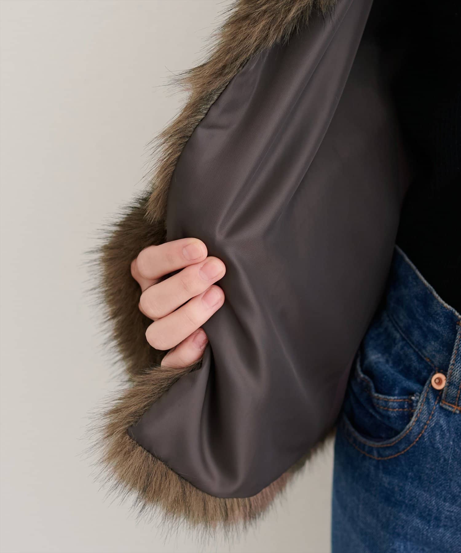 natural couture(ナチュラルクチュール) 【WEB限定】ノーカラーファージャケット