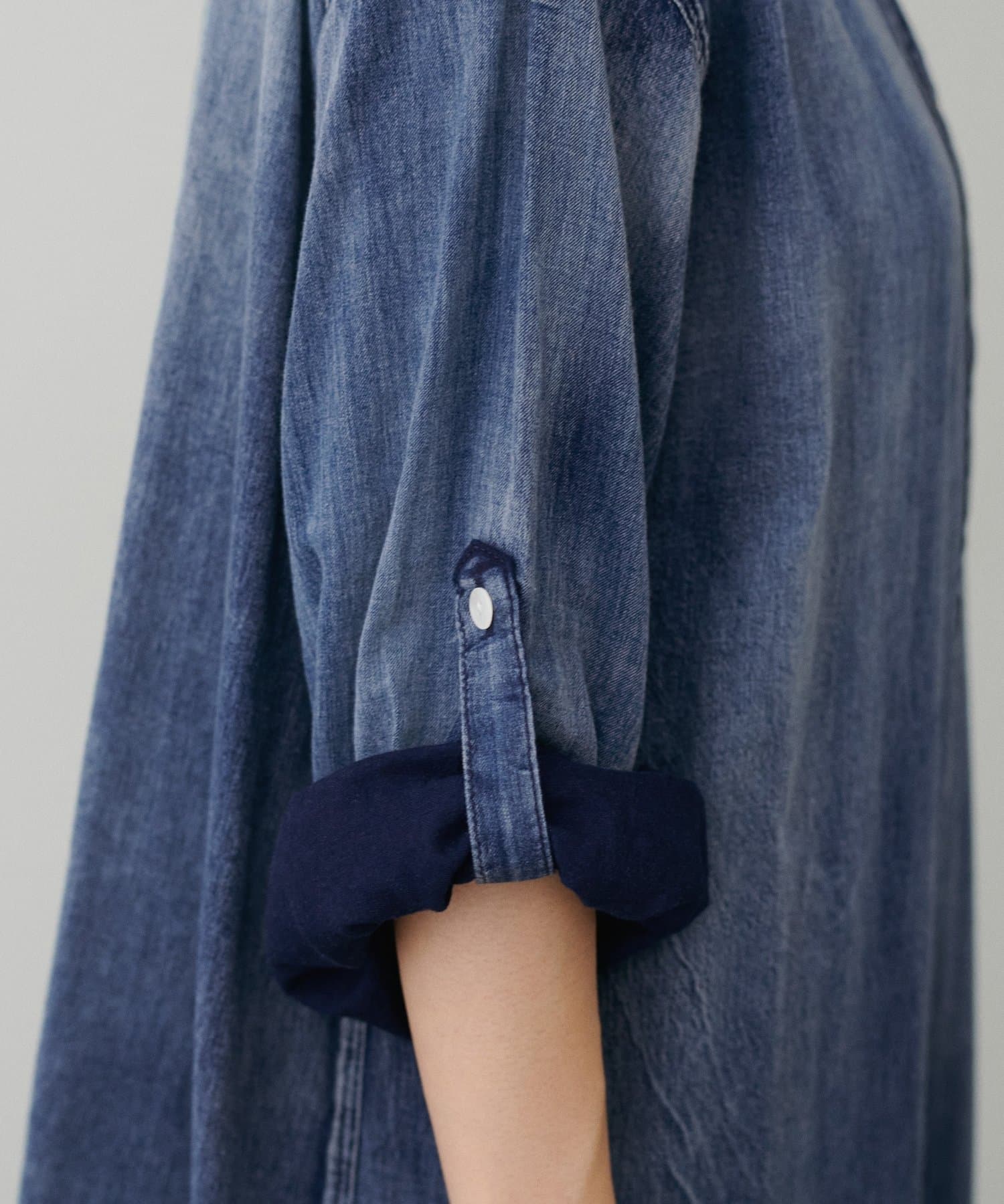 LARUTA(ラルータ) デニム風ロングシャツワンピース