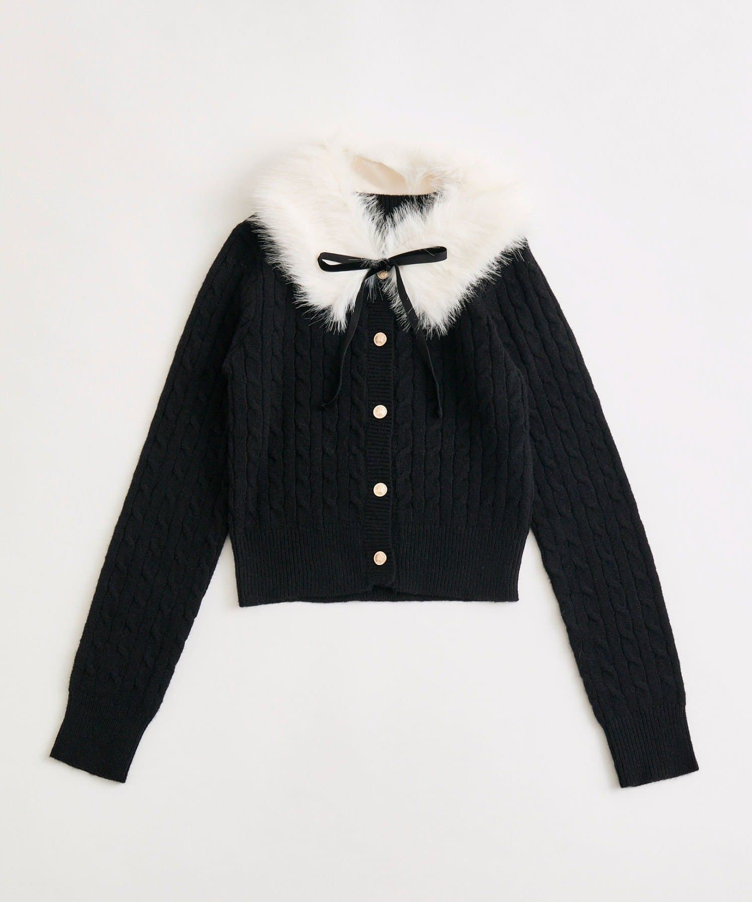 OLIVE des OLIVE(オリーブ デ オリーブ) ファーティペット付ケーブルカーデ