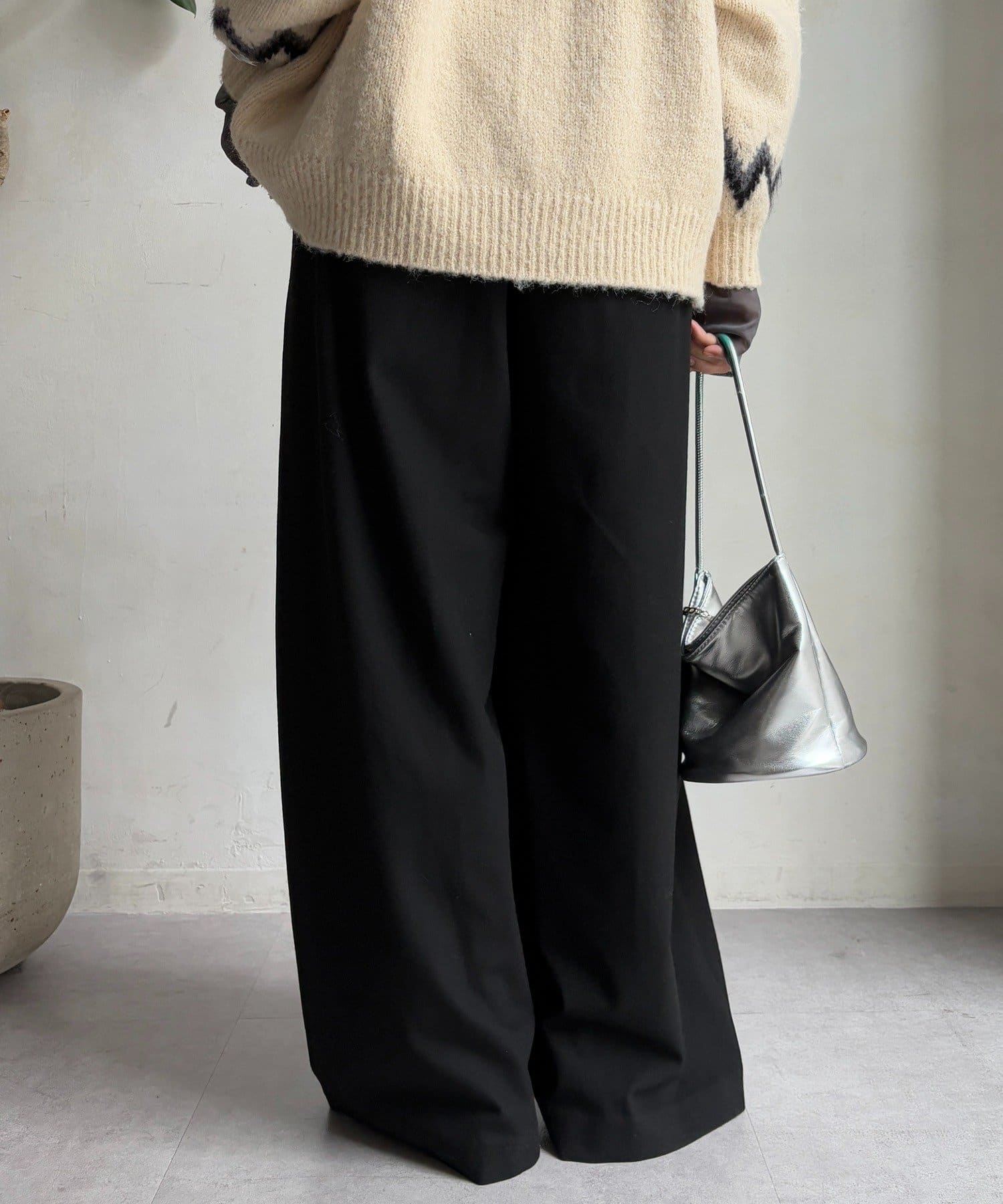 DOUDOU(ドゥドゥ) 【完売カラー再追加！/冬もマイナス3キロ見え！】ウォームタックワイドパンツ