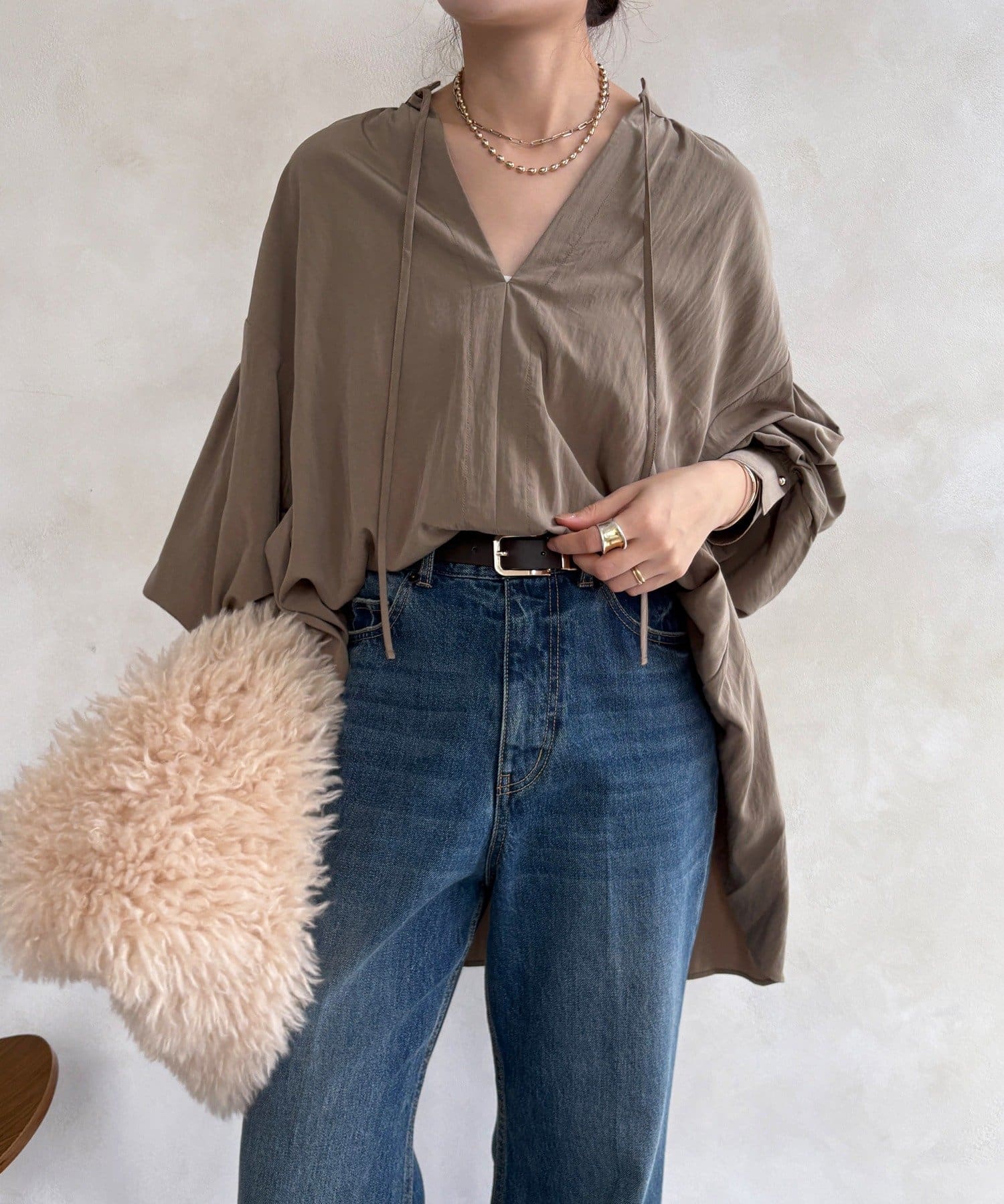 DOUDOU(ドゥドゥ) ギャザーチュニックブラウス