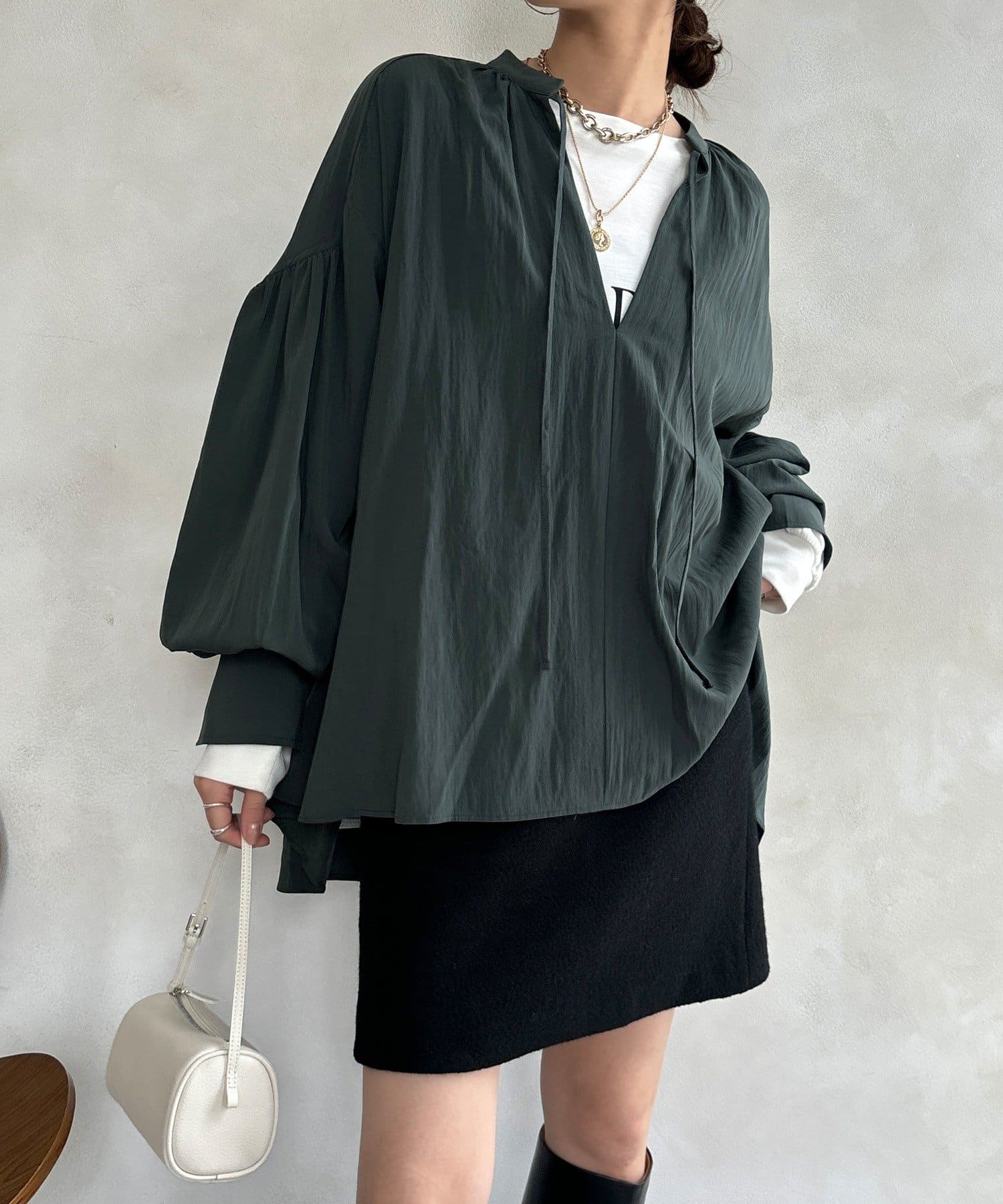 DOUDOU(ドゥドゥ) ギャザーチュニックブラウス