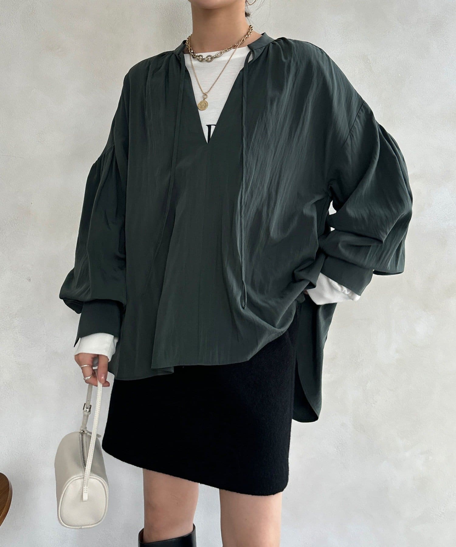 DOUDOU(ドゥドゥ) ギャザーチュニックブラウス