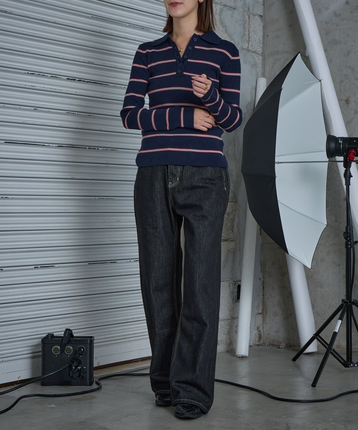 -goocy-(グーシー) デニムワイドフレアパンツ【unisex】