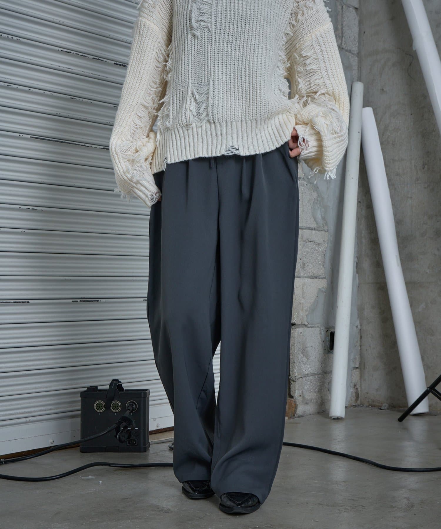 -goocy-(グーシー) ウエストスピンドルタックパンツ