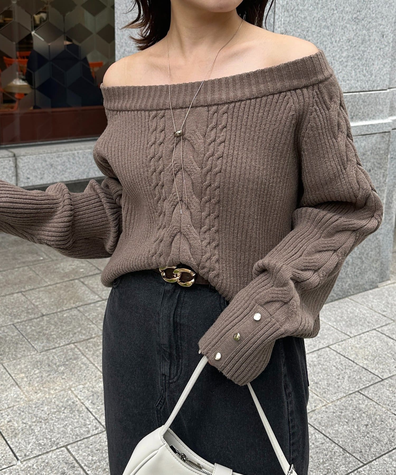 Thevon.(ゼヴォン) ボートネックケーブルニット