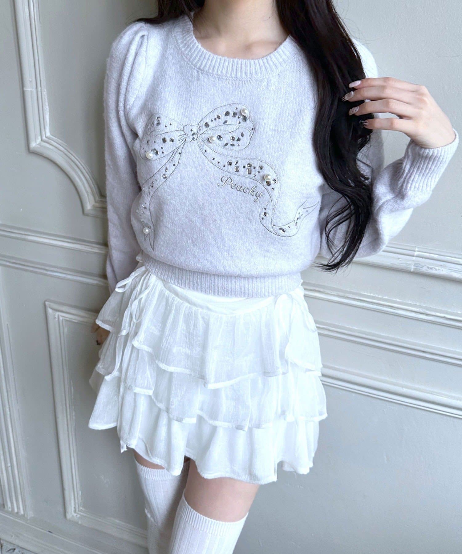 OLIVE des OLIVE(オリーブ デ オリーブ) キラキラリボンニット