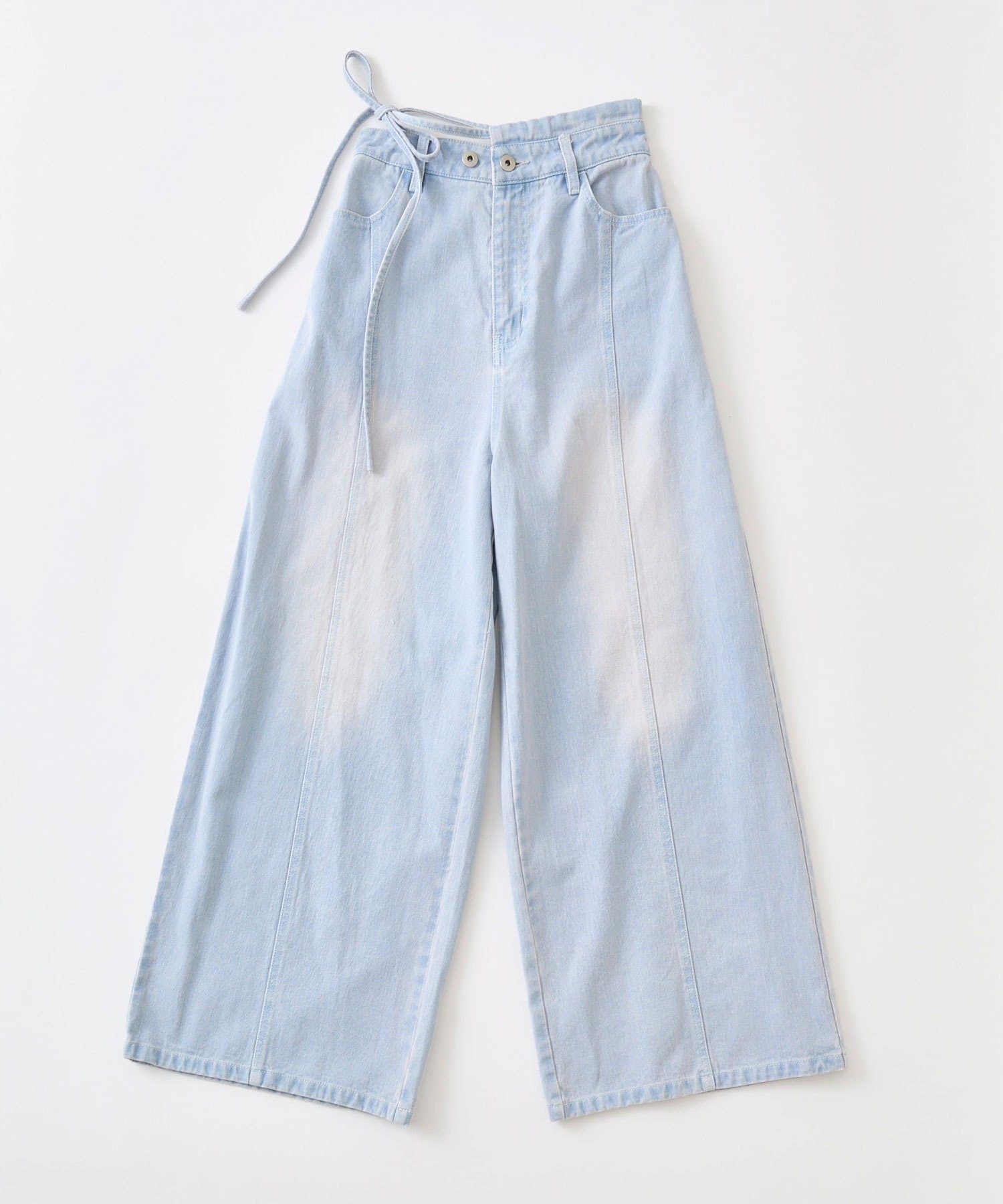 OLIVE des OLIVE(オリーブ デ オリーブ) ウエストリボンワイドデニムパンツ