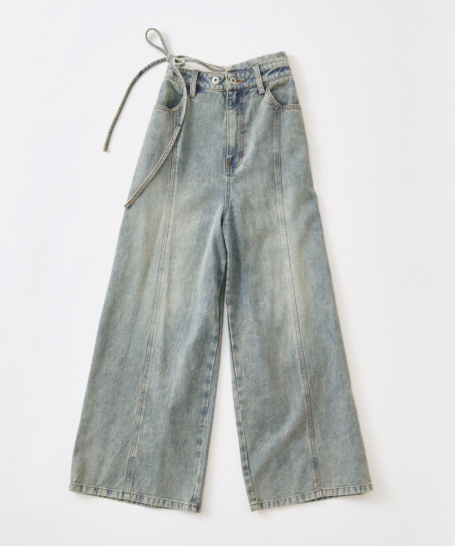 OLIVE des OLIVE(オリーブ デ オリーブ) ウエストリボンワイドデニムパンツ