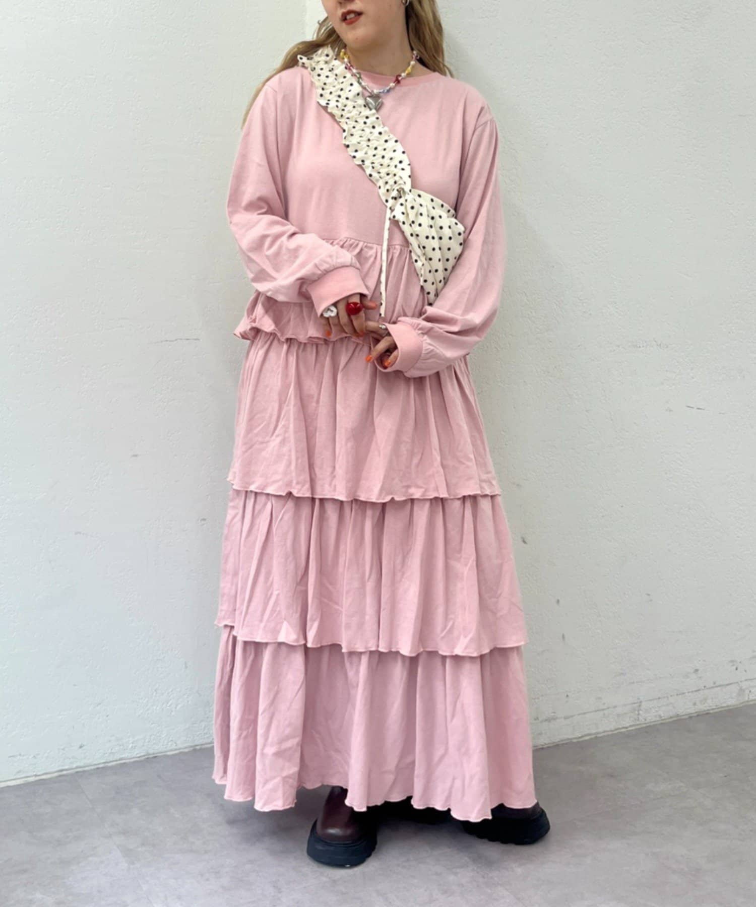 w closet(ダブルクローゼット) 【2サイズ展開】ティアードカットワンピース