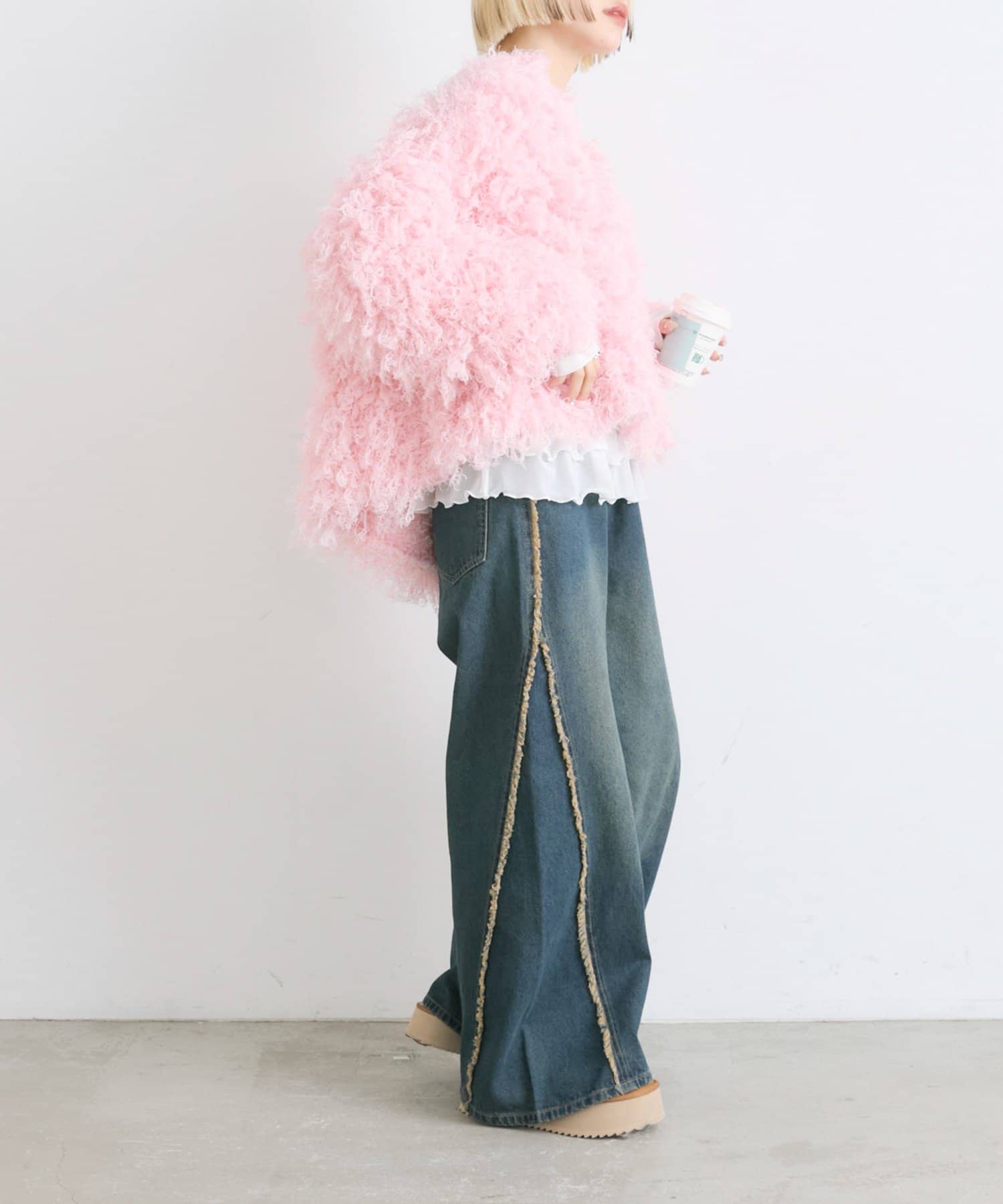 w closet(ダブルクローゼット) モシャモシャニットアウター