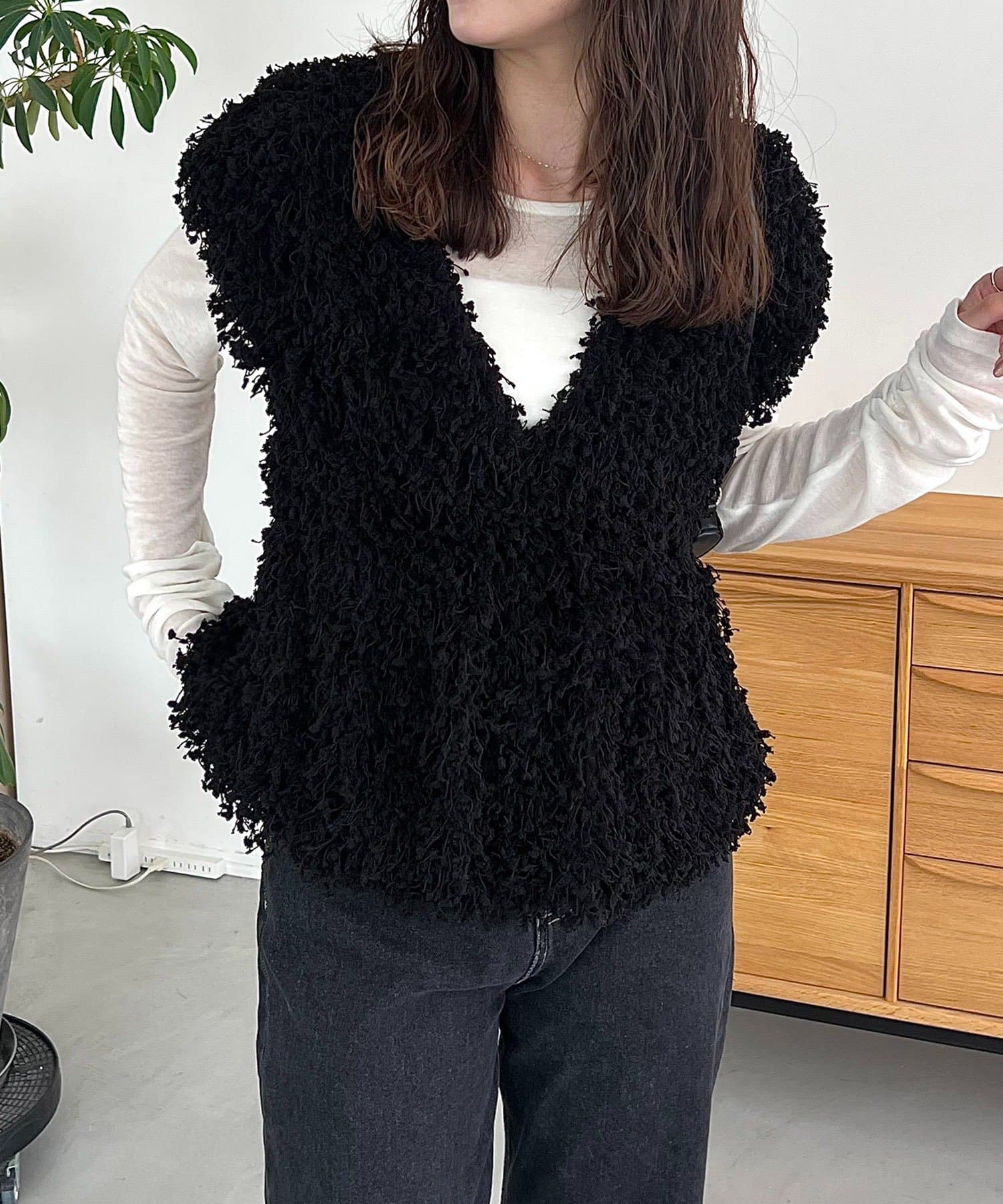 CAPRICIEUX LE'MAGE(カプリシュレマージュ) 【ロングシーズン着用可能】ブークレフリンジトップス