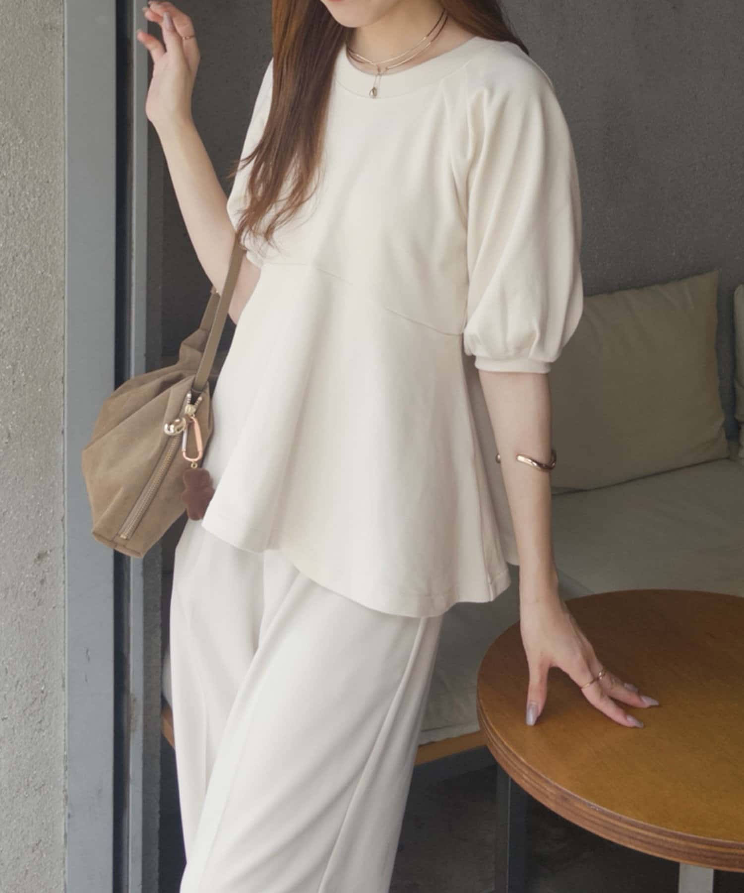 CAPRICIEUX LE'MAGE ペプラムトップス セール】【C.L】【セットアップ対応】ペプラムトップス（シャツ