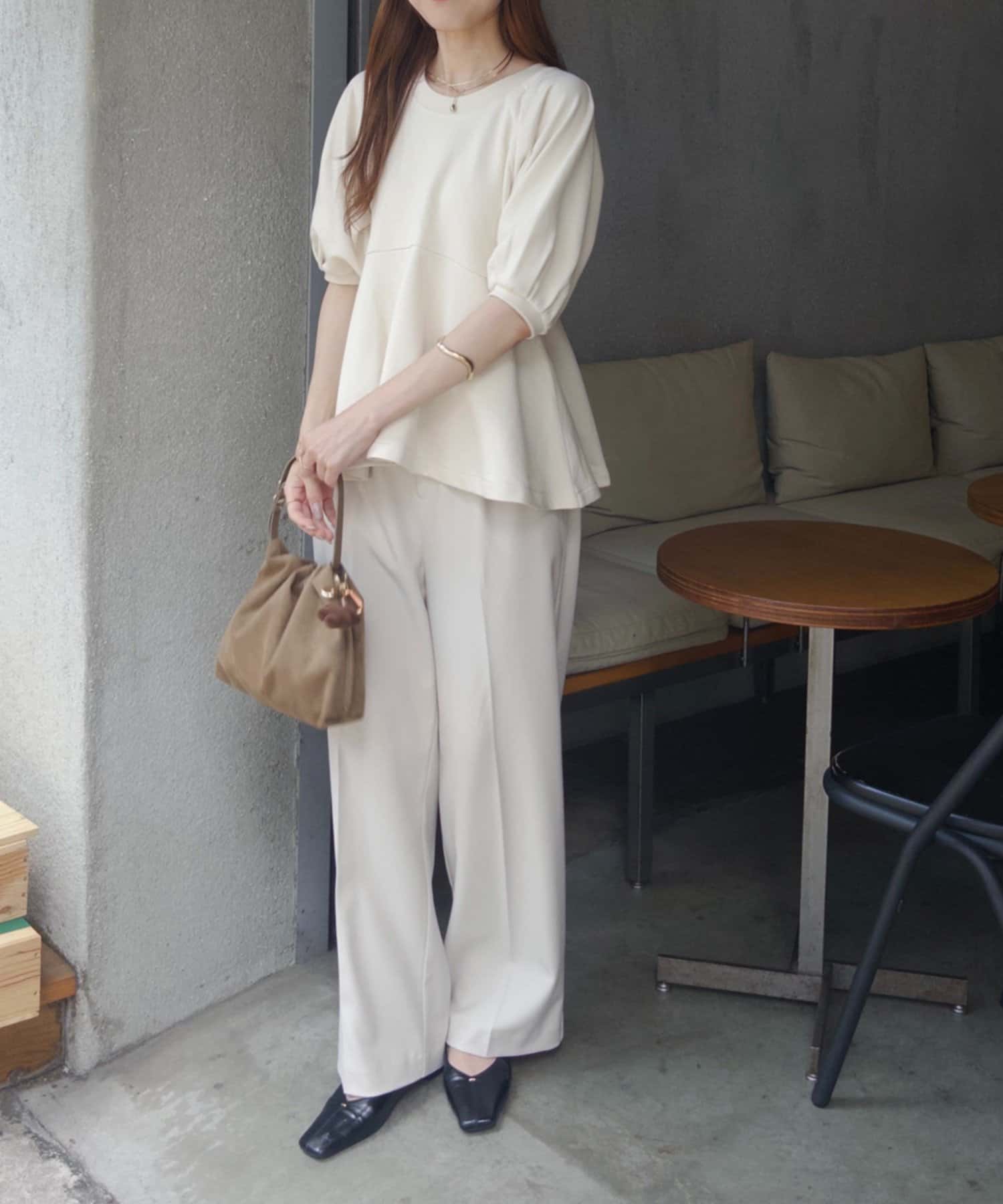 CAPRICIEUX LE'MAGE ペプラムトップス セール】【C.L】【セットアップ対応】ペプラムトップス（シャツ