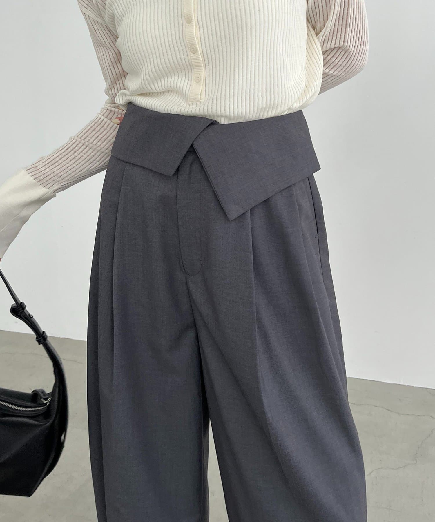 OUTLET(アウトレット) 【CAPRICIEUX LE'MAGE】ウエスト折返しワイドパンツ