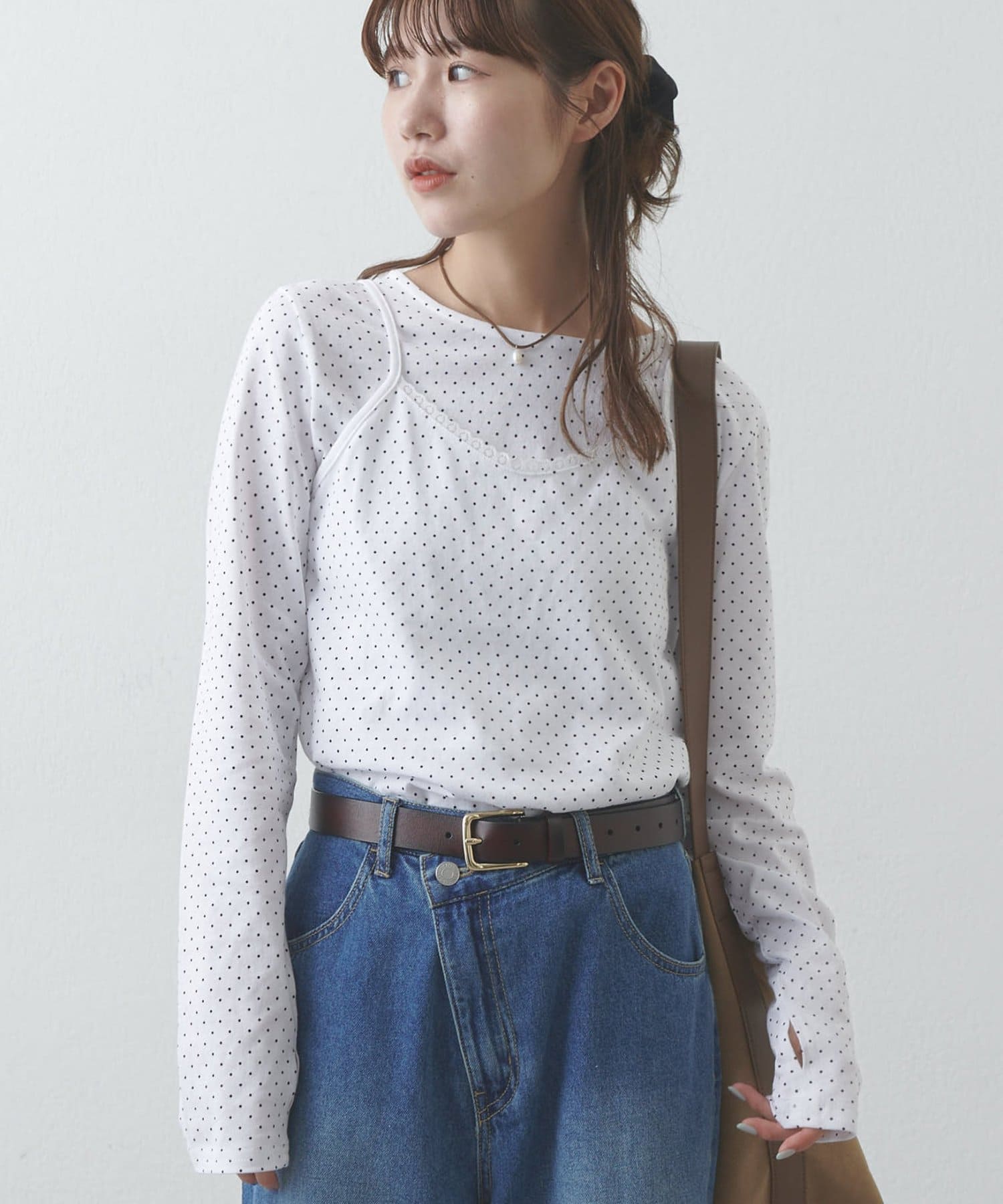 OUTLET(アウトレット) 【Discoat】【umm.】ドットキャミセットロンT