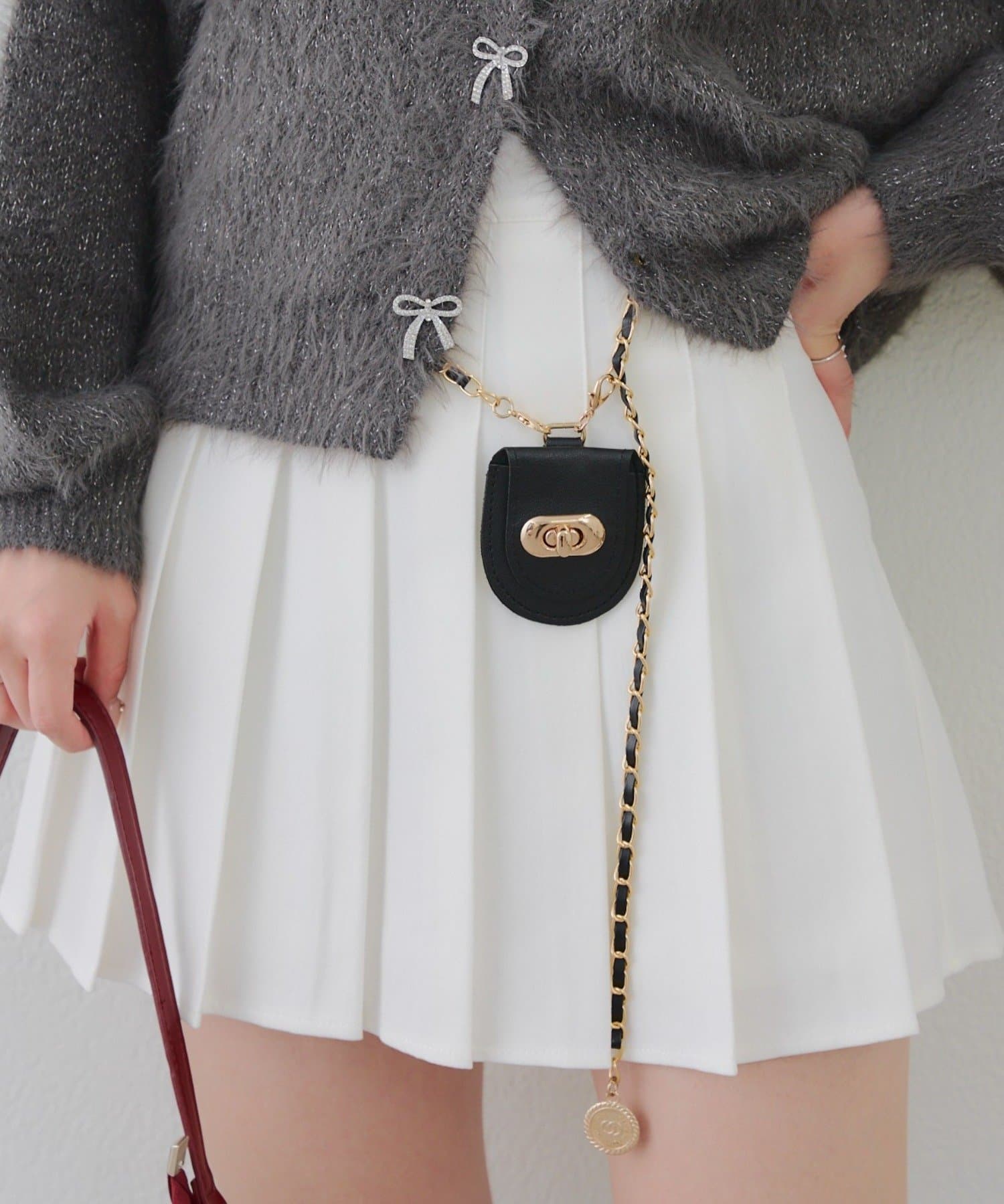 NICE CLAUP / OLIVE des OLIVE OUTLET(ナイスクラップ  / オリーブ デ オリーブ アウトレット) 秋チェックで着映える【RMAF】チャーム付プリーツミニスカート