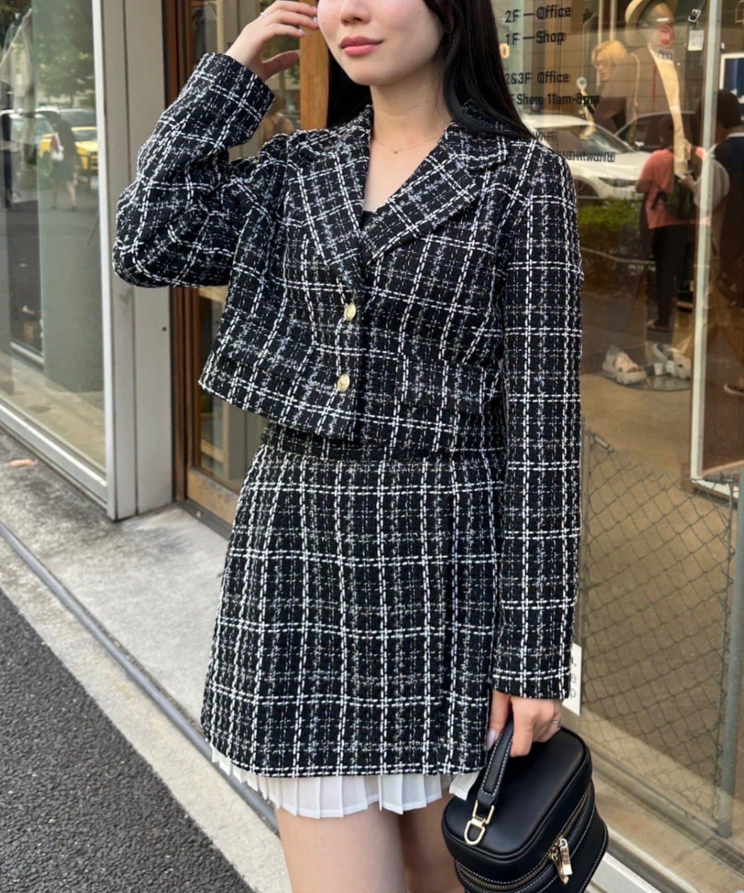NICE CLAUP / OLIVE des OLIVE OUTLET(ナイスクラップ  / オリーブ デ オリーブ アウトレット) ツイードジャケット【セットアップ対応】