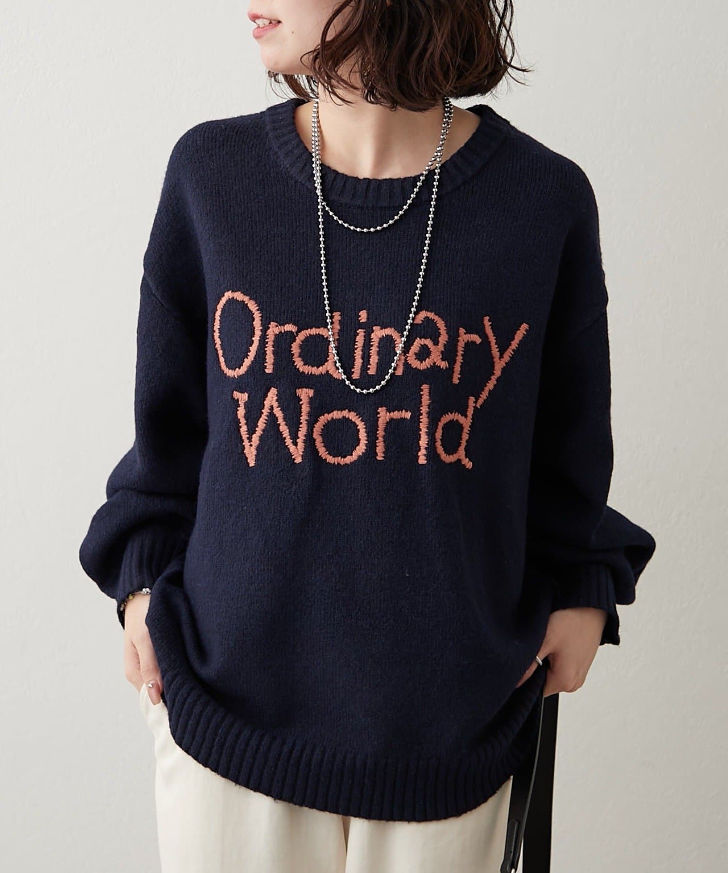 Remind me and forever(リマインドミーアンドフォーエバー) 【NAO】刺繍ロゴニットプルオーバー