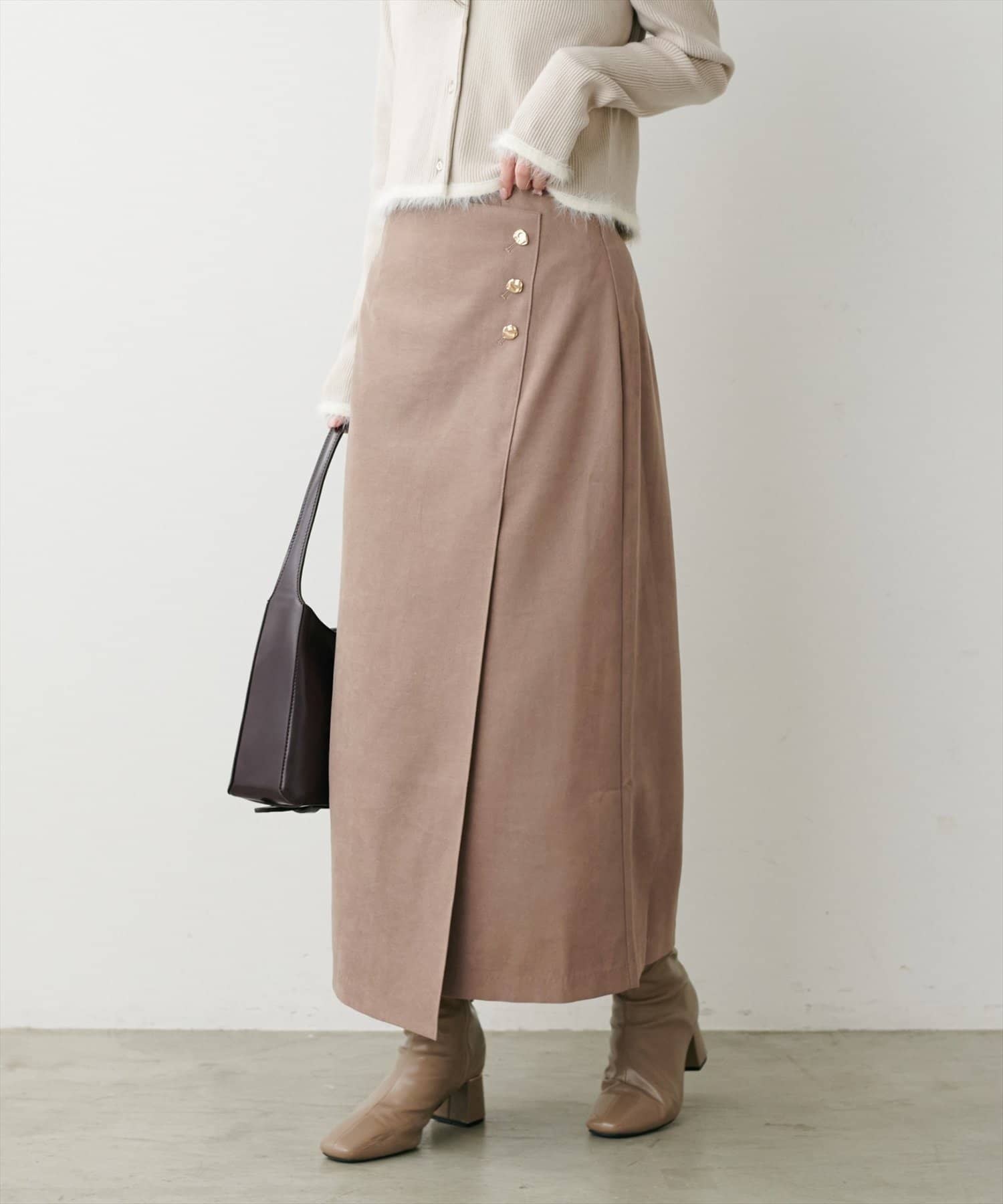 natural couture(ナチュラルクチュール) 【WEB限定】千鳥柄巻き風スカート