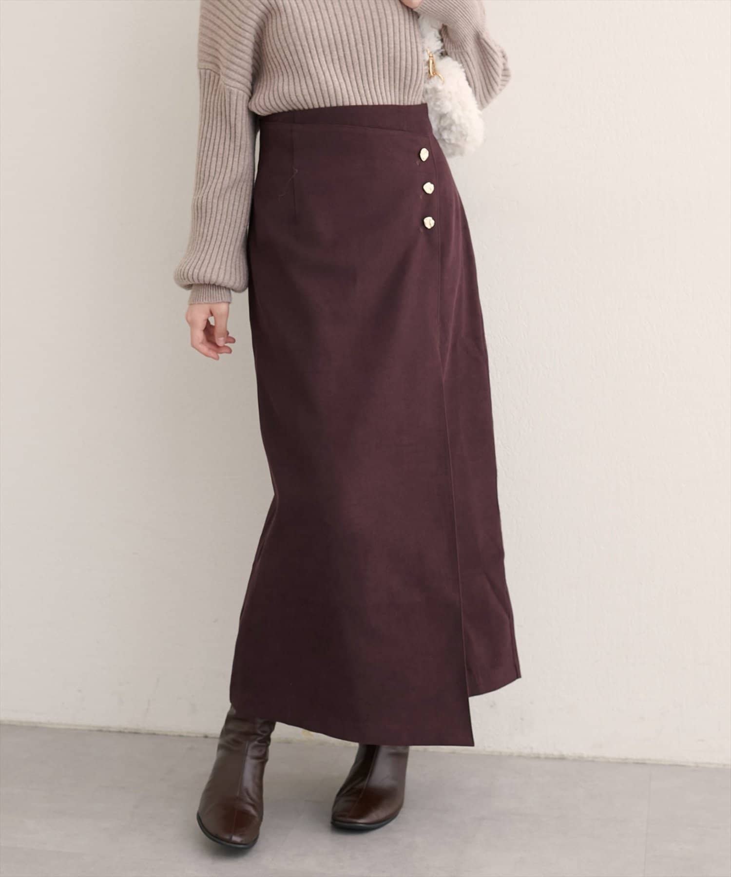 natural couture(ナチュラルクチュール) 【WEB限定】千鳥柄巻き風スカート