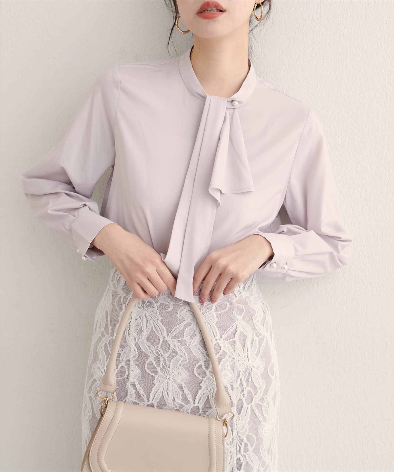 natural couture(ナチュラルクチュール) 【WEB限定】ドレープスカーフ２WAYブラウス