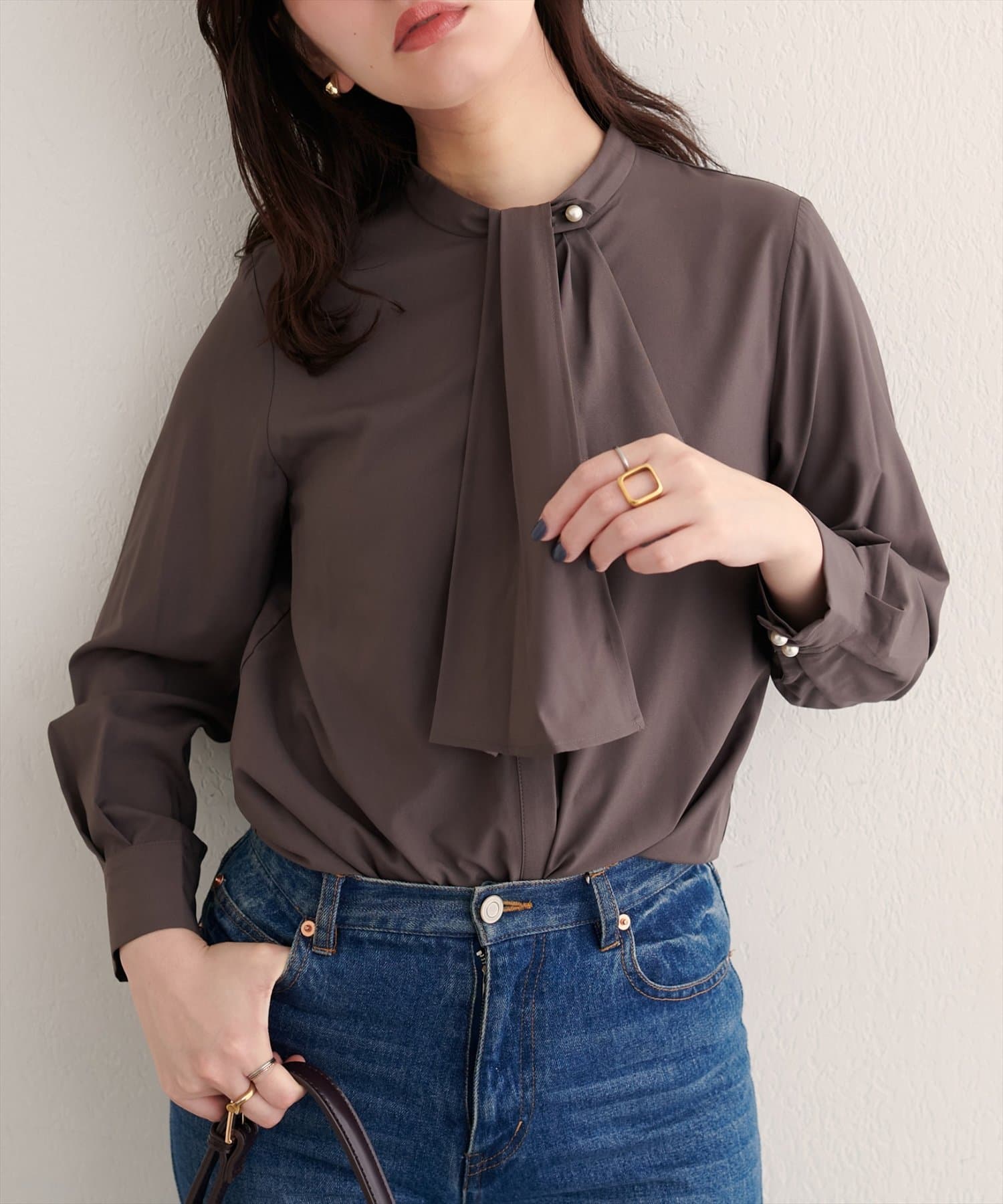 natural couture(ナチュラルクチュール) 【WEB限定】ドレープスカーフ２WAYブラウス