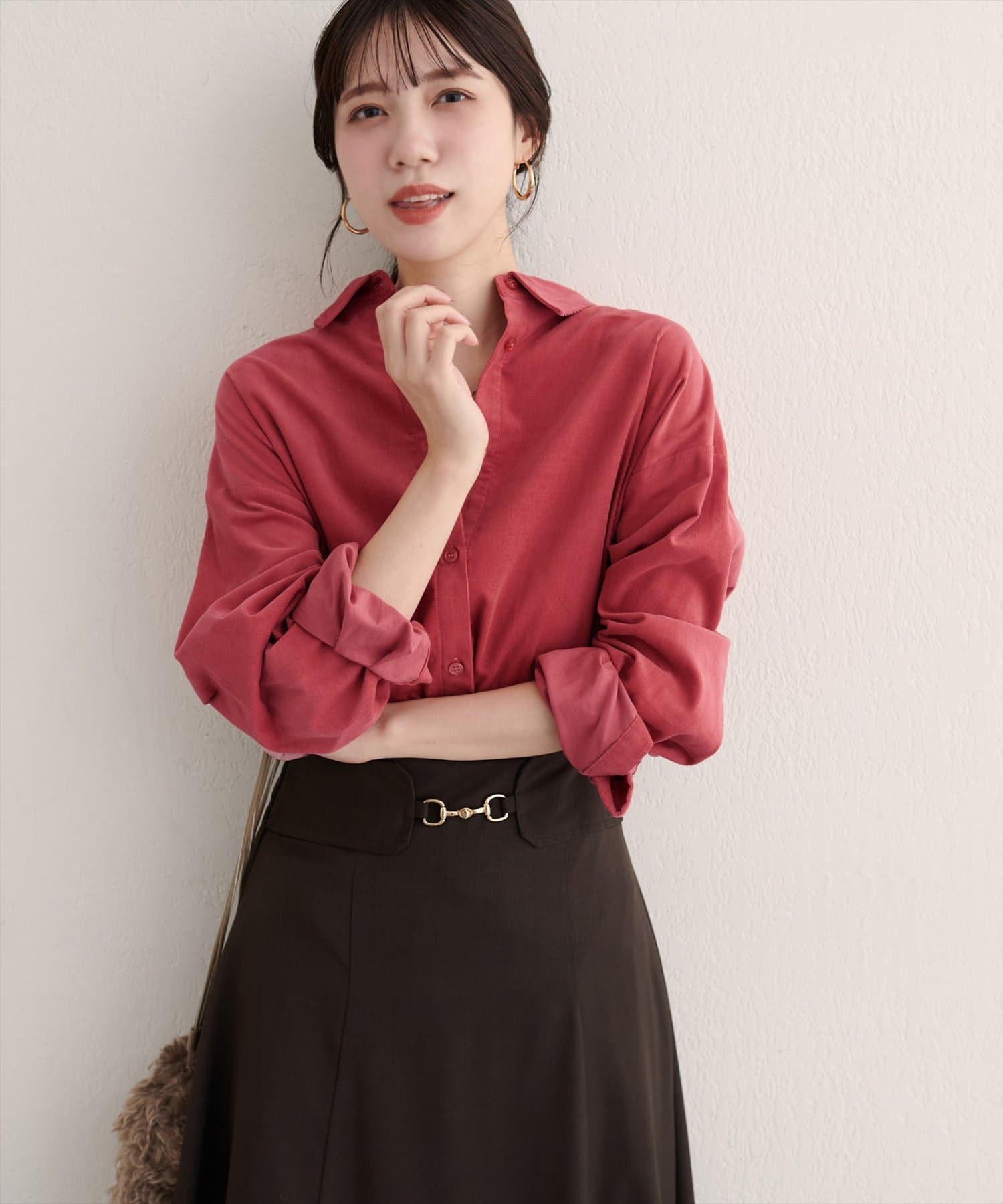 natural couture(ナチュラルクチュール) コーデュロイオーバーサイズシャツ