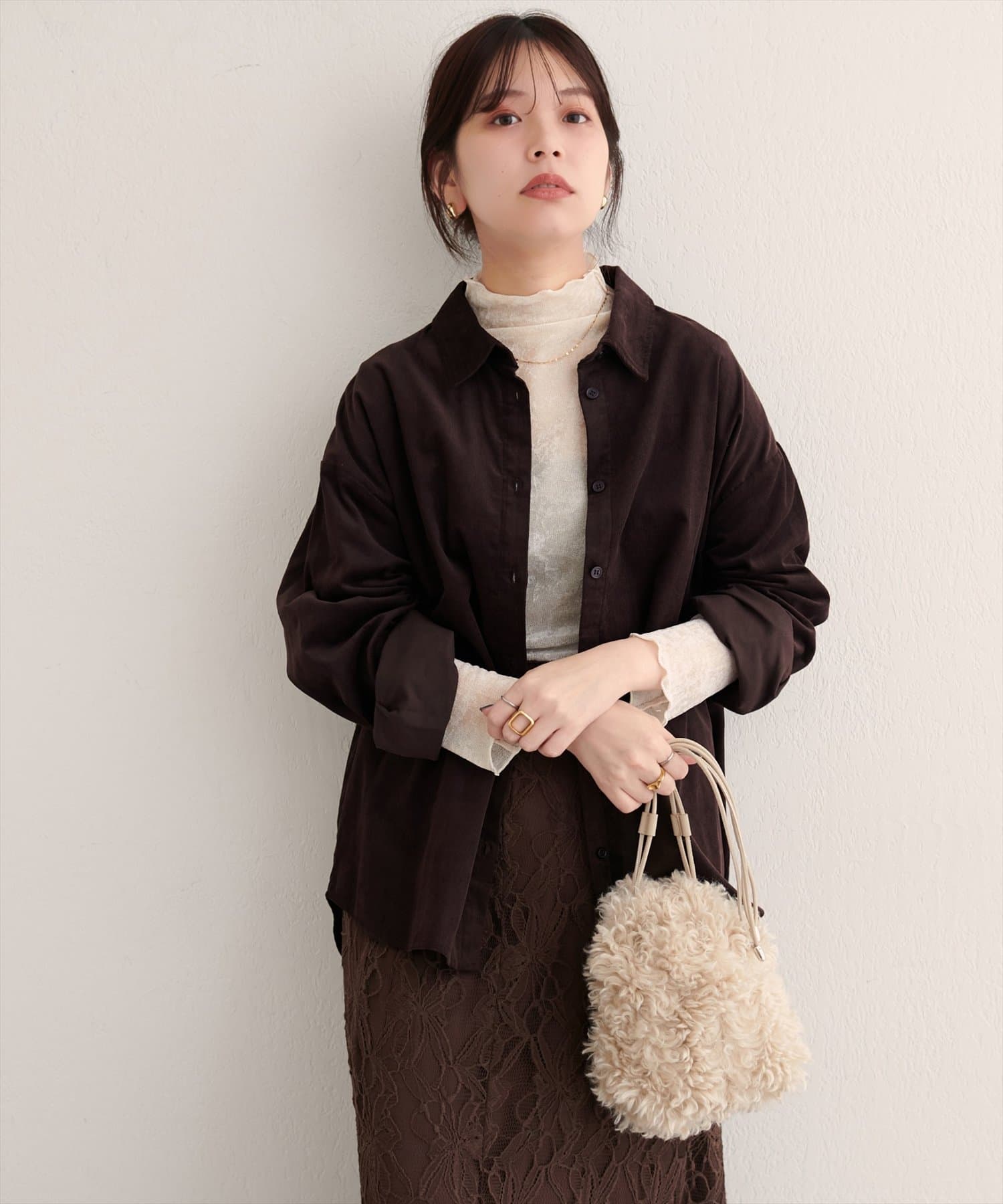 natural couture(ナチュラルクチュール) コーデュロイオーバーサイズシャツ