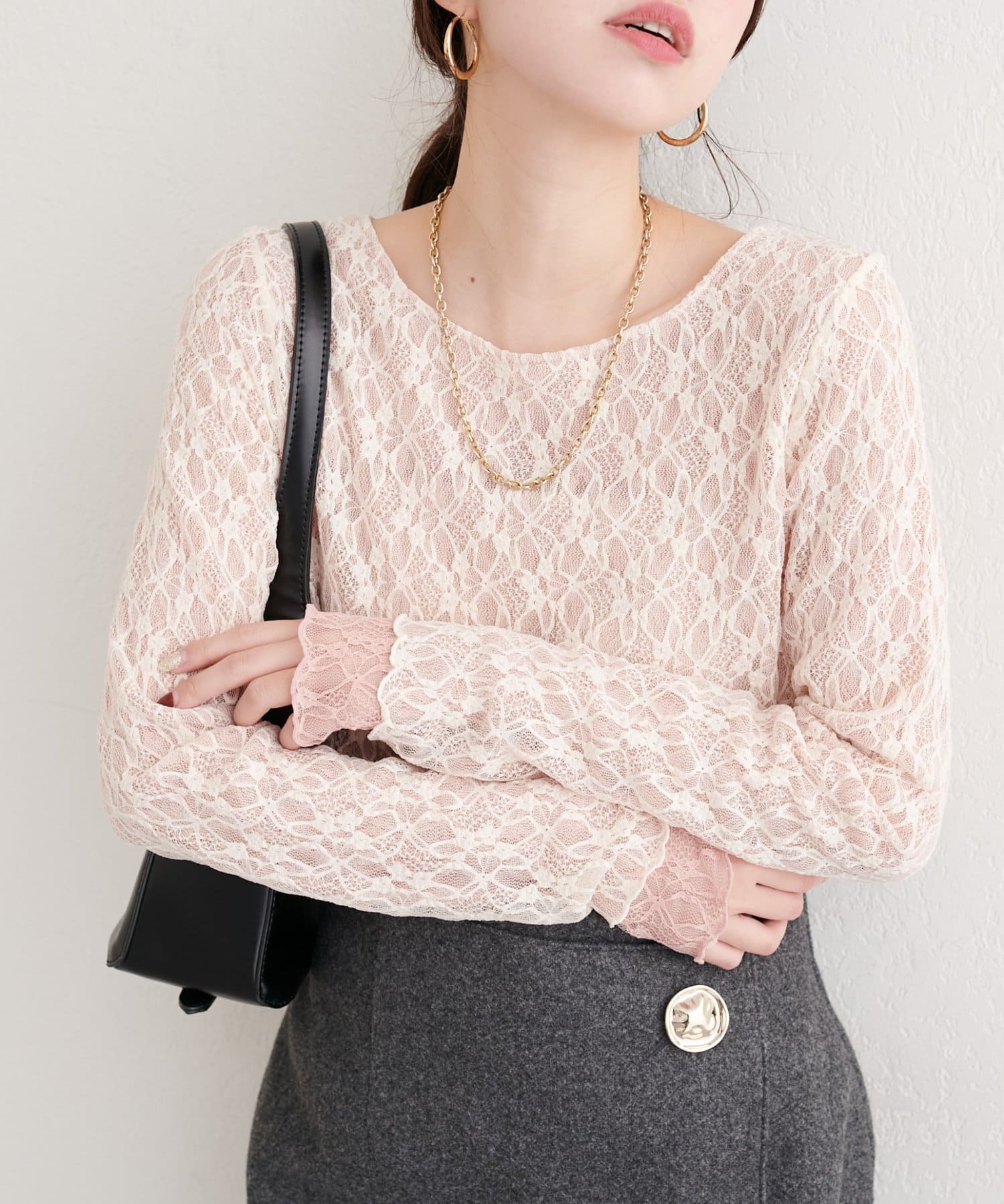 natural couture(ナチュラルクチュール) リバーシブルレーストップス