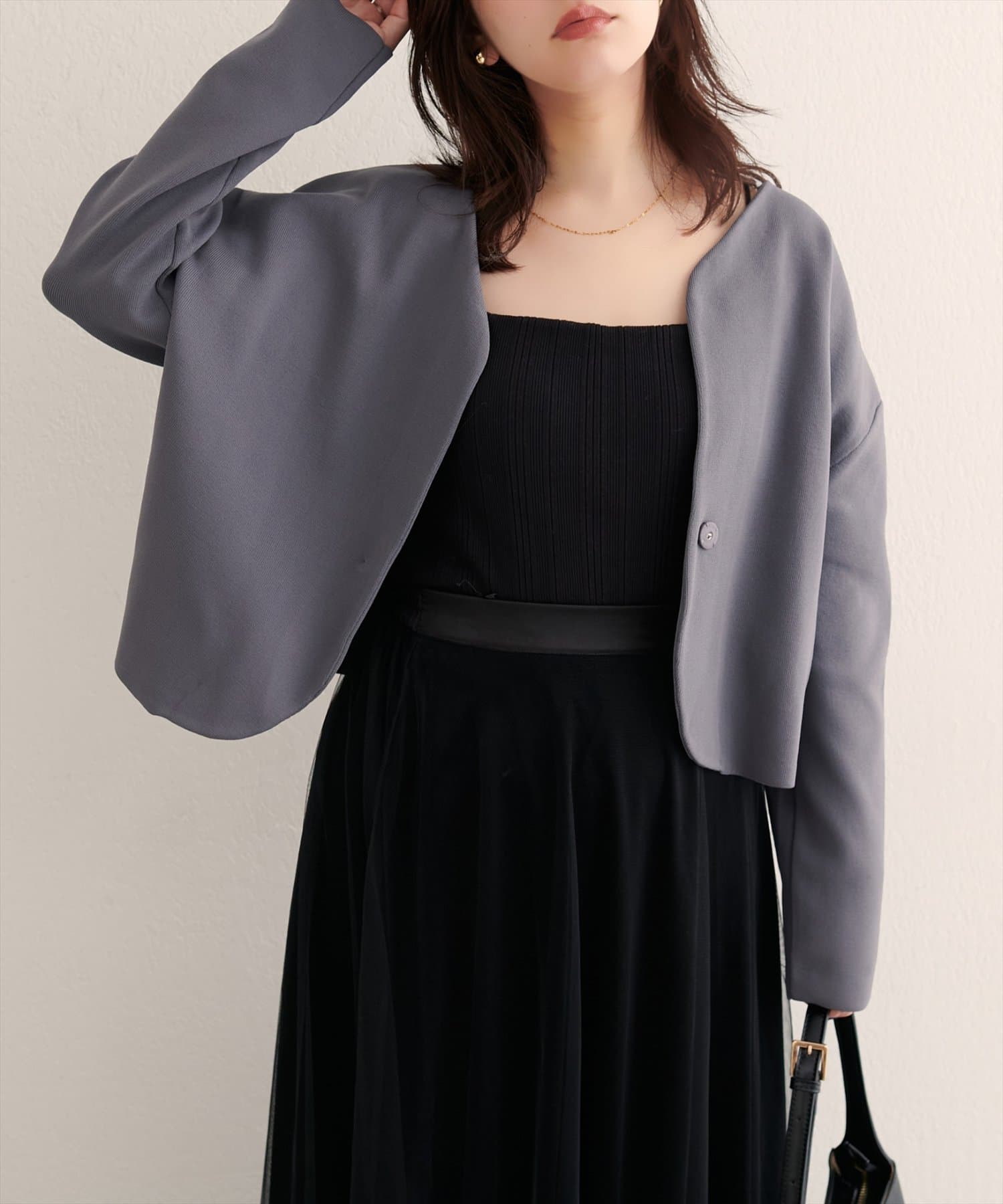 natural couture(ナチュラルクチュール) 【WEB限定】〈osono〉ウエストベルト付ニットジャケット