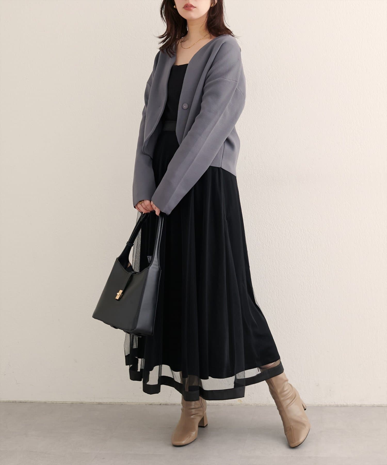 natural couture(ナチュラルクチュール) 【WEB限定】〈osono〉ウエストベルト付ニットジャケット