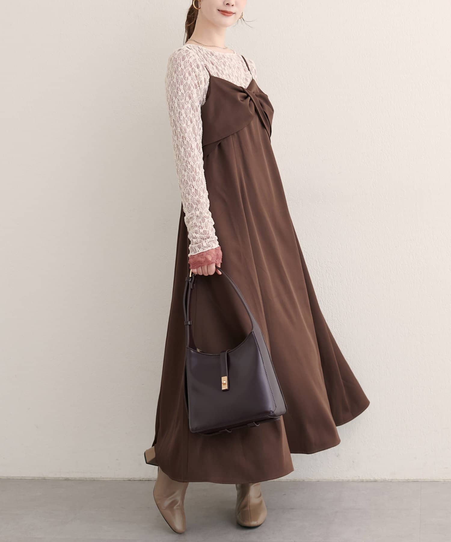 natural couture(ナチュラルクチュール) 【WEB限定】〈osono〉ねじりリボンキャミワンピース