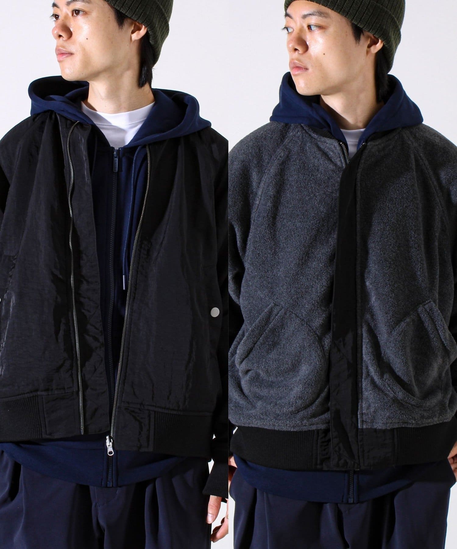 FREDY & GLOSTER(フレディ アンド グロスター) 【ナイロン×フリース】2WAY リバーシブルボンバージャケット MA-1