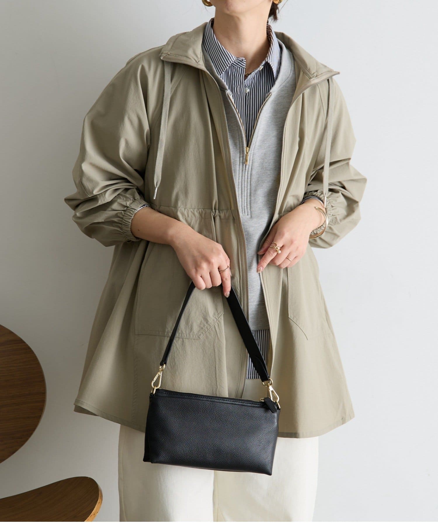 Jena　espace merveilleux(ジェナ　エスパスメルヴェイユ) 【フード取り外し可能】ウエストシャーリングジャケット