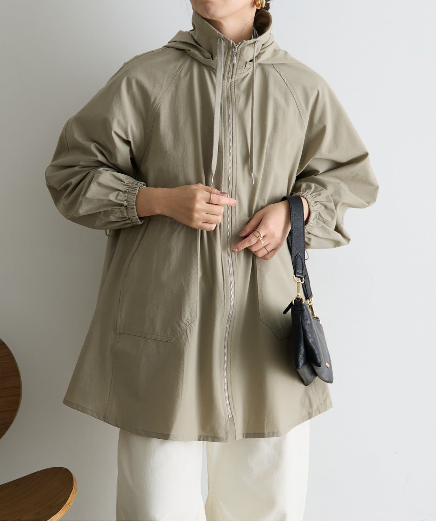 Jena　espace merveilleux(ジェナ　エスパスメルヴェイユ) 【フード取り外し可能】ウエストシャーリングジャケット