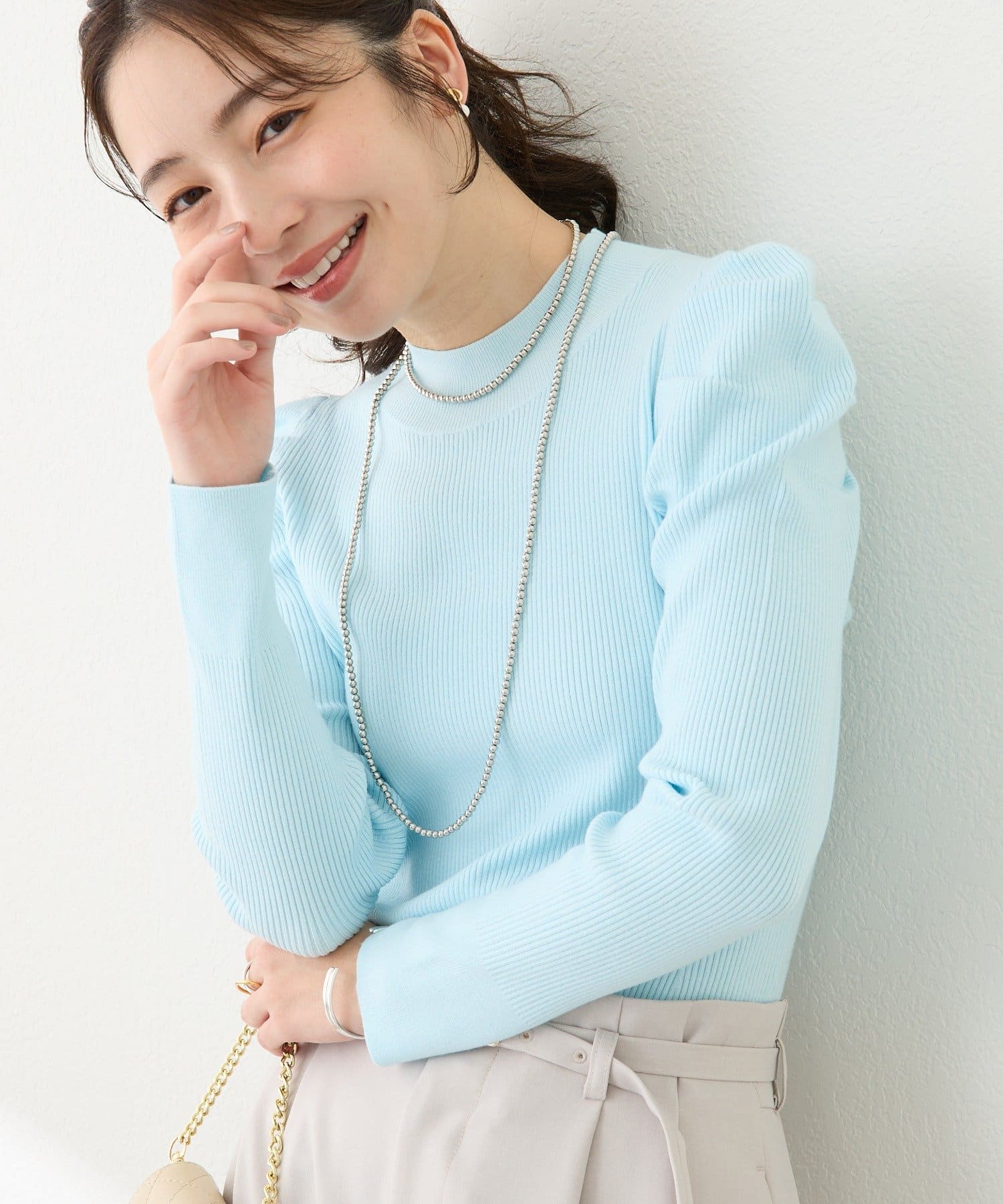 La boutique BonBon(ラブティックボンボン) アンゴラタッチパワショルリブニット