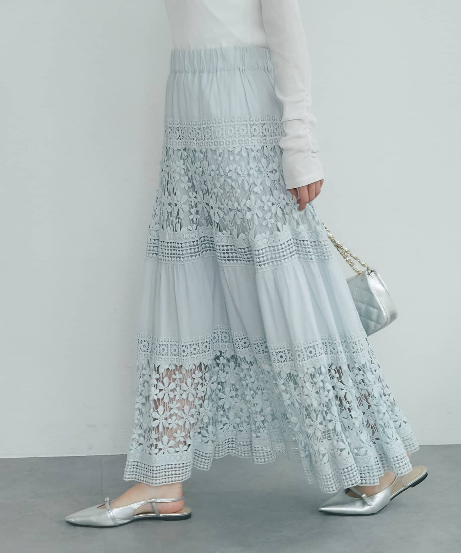 La boutique BonBon(ラブティックボンボン) 【復刻！・オールシーズンおすすめ】コットンレースティアードマキシスカート