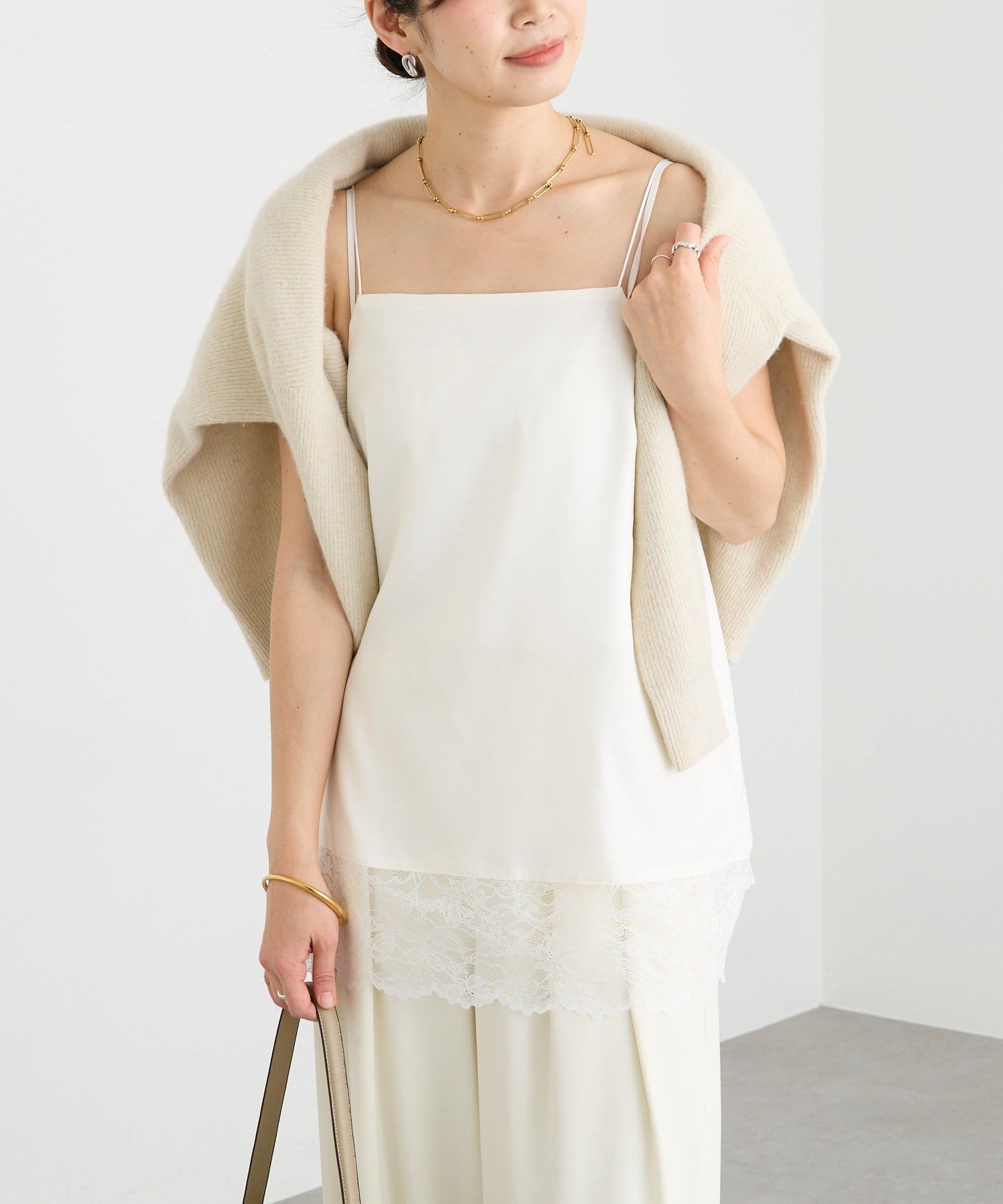 RIVE DROITE(リヴドロワ) 【新色追加/鮮度抜群】レーストリムキャミソール