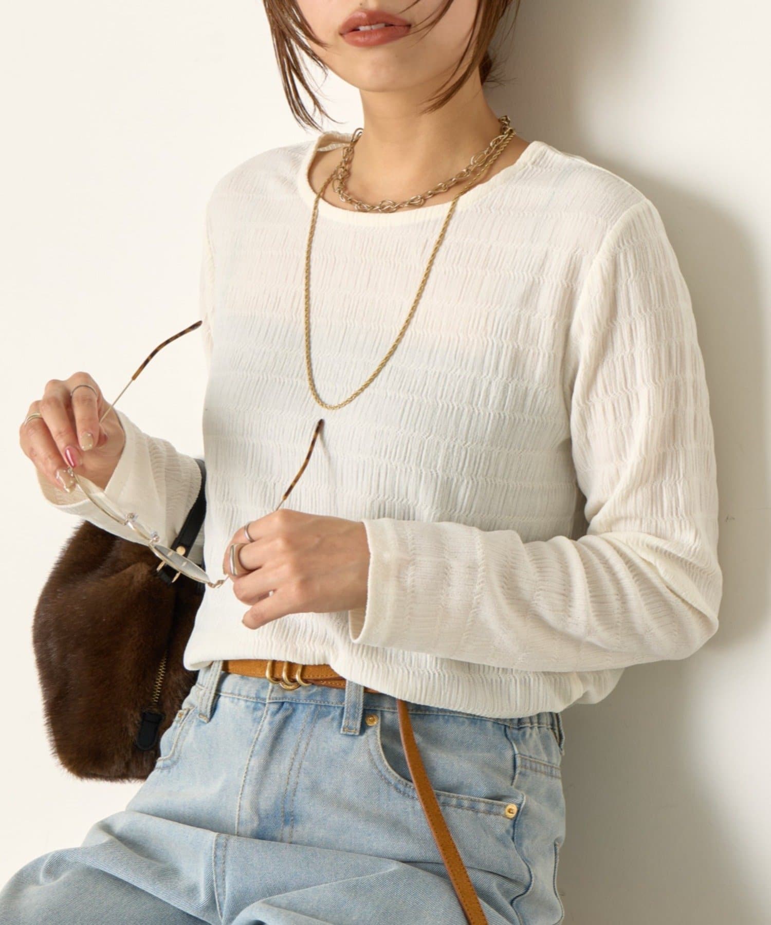 Jena　espace merveilleux(ジェナ　エスパスメルヴェイユ) ストレッチジャガードカットソー