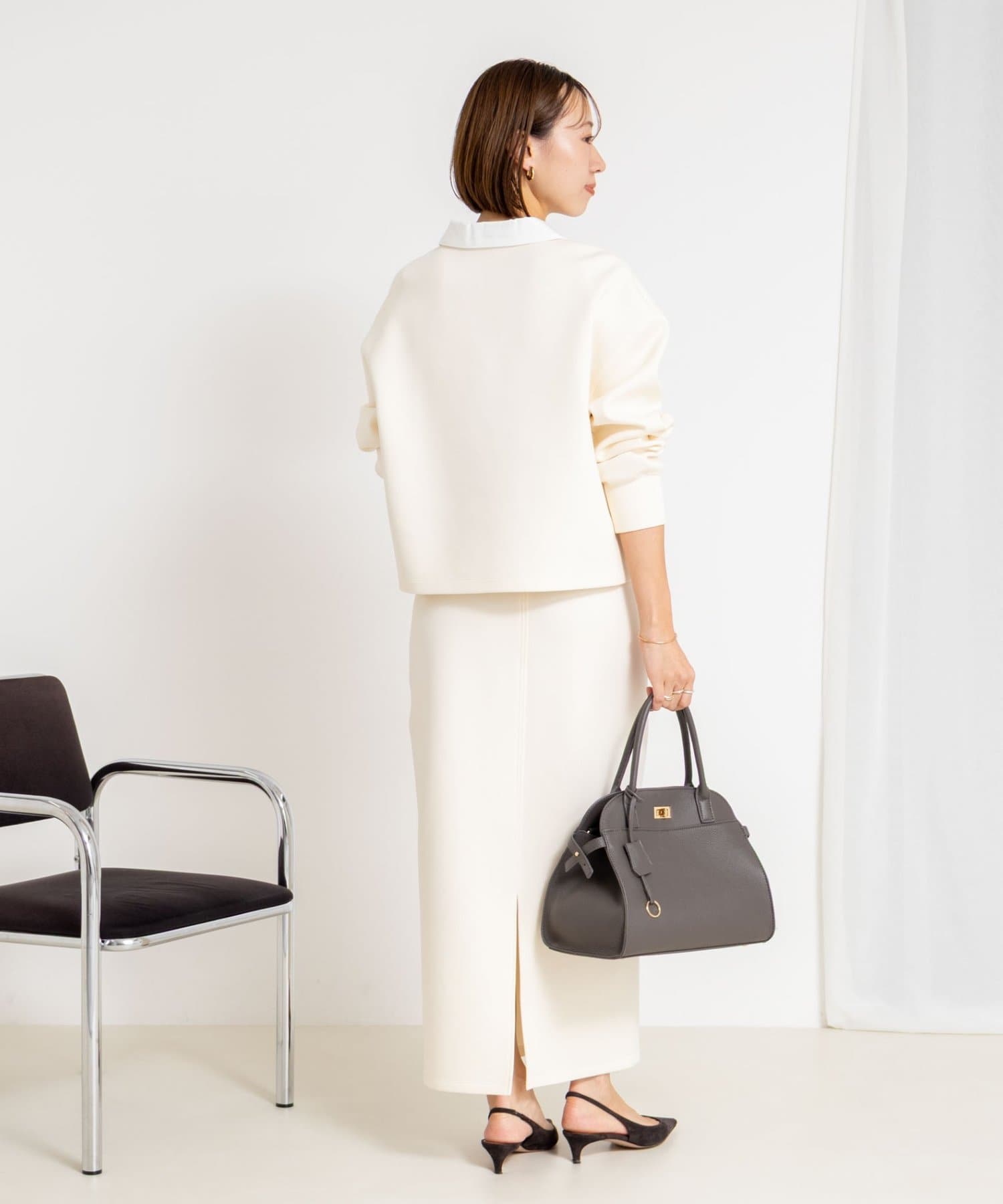 セットアップ対応》ウォッシャブルポロ衿ダンボールカットソープル