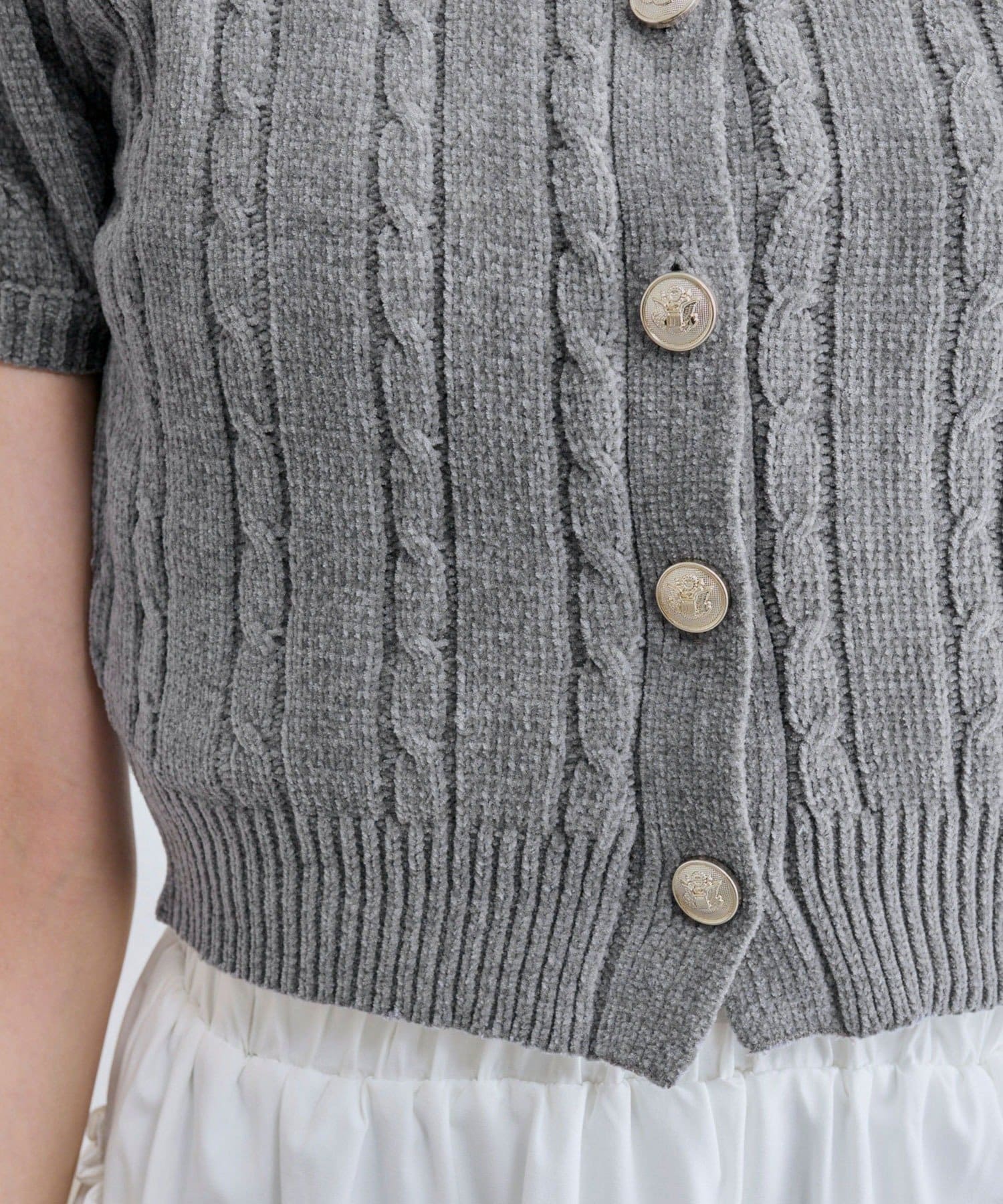 NICE CLAUP / OLIVE des OLIVE OUTLET(ナイスクラップ  / オリーブ デ オリーブ アウトレット) 【OLIVE des OLIVE】ふわふわ金ボタンニット